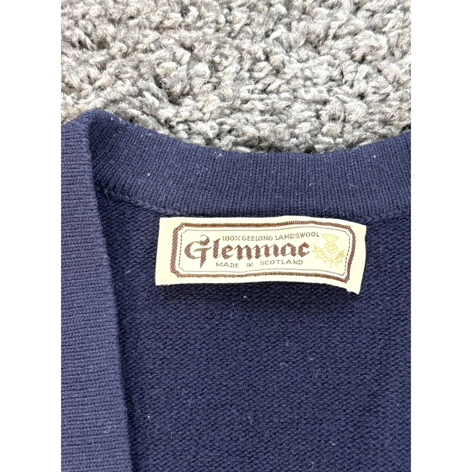 Vintage VINTAGE Glenmac Sweater Men Large Blue Wool V-Neck Military Cardigan Size US L / EU 52-54 / 3 - 4 Thumbnail