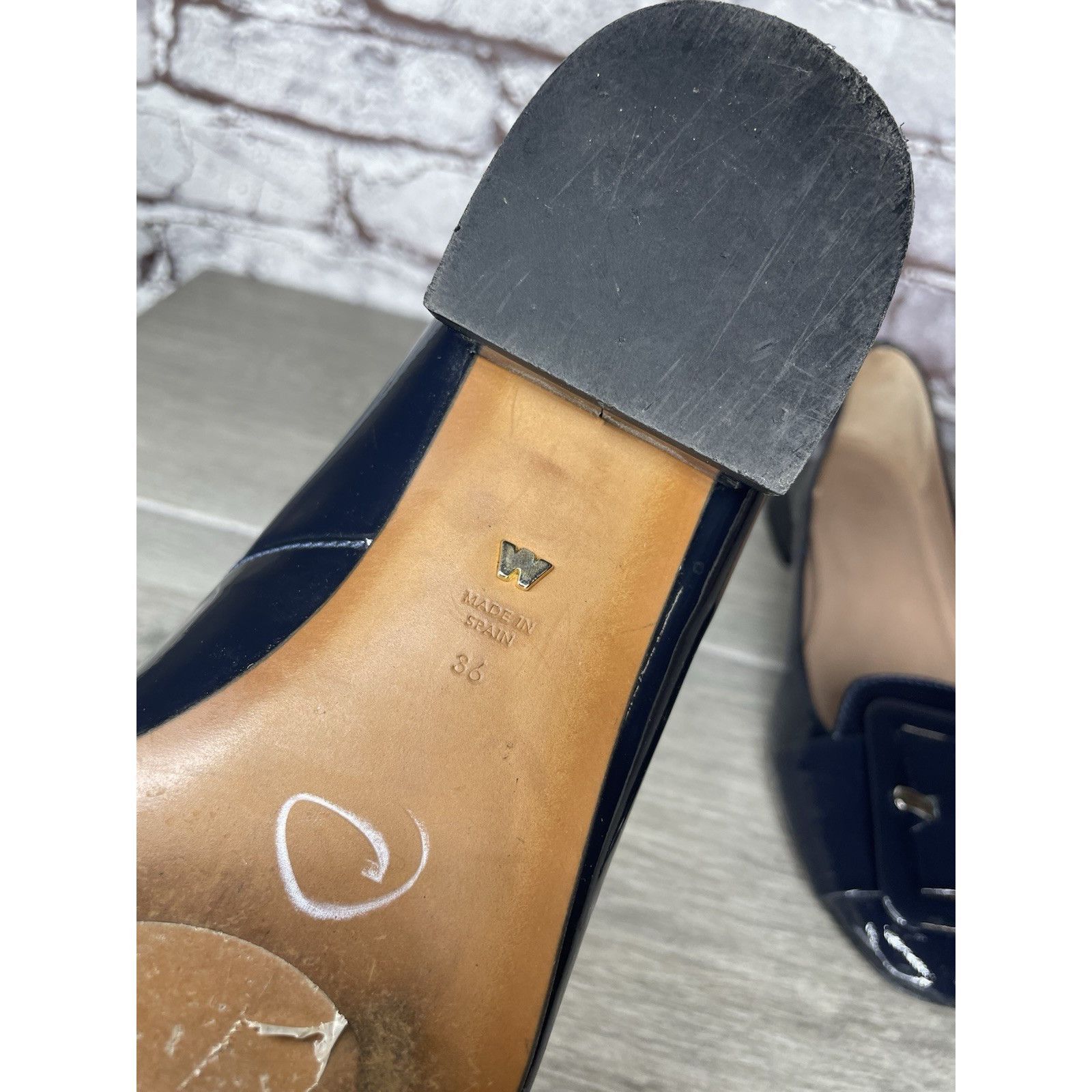 Whistles Whistles Navy Blue Patent Buckle Strap Pumps Block Heels Wo Size US 5.5 / IT 35.5 - 11 Thumbnail