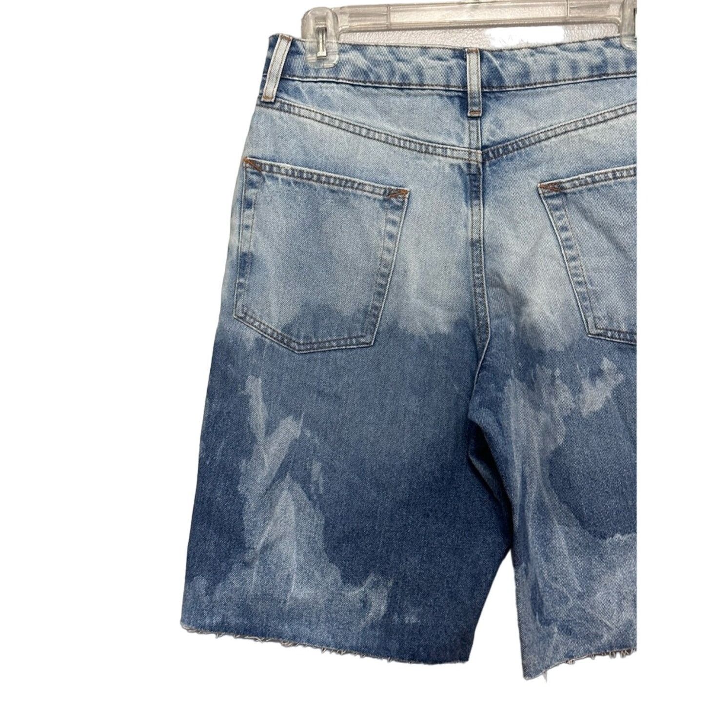 Topman Topman Bermuda Shorts Cut Off Frayed Acid Wash Denim Blue 28 Size 28" / US 6 / IT 42 - 6 Thumbnail
