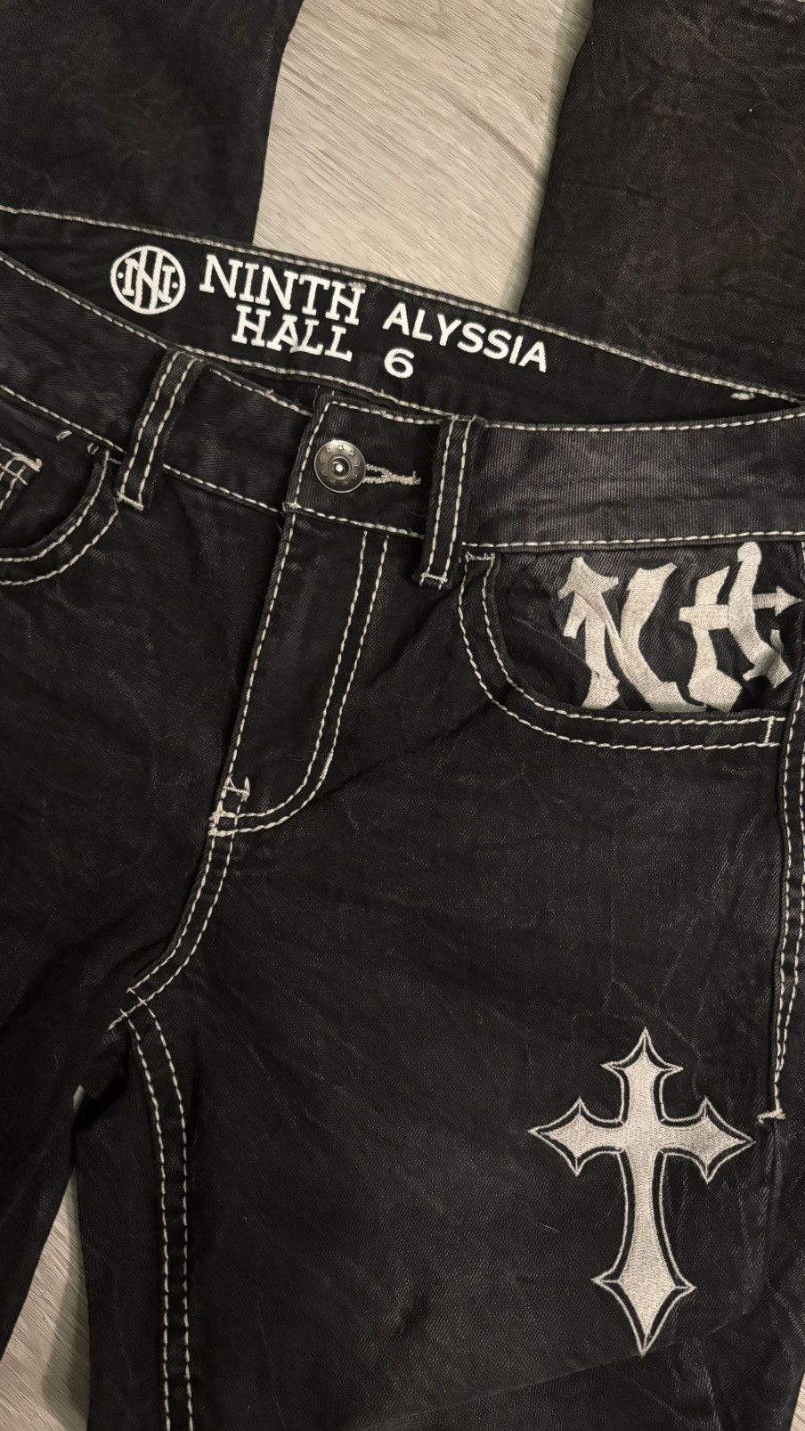 Ninth Hall Gray Jeans with Cross design Size US 29 - 3 Thumbnail