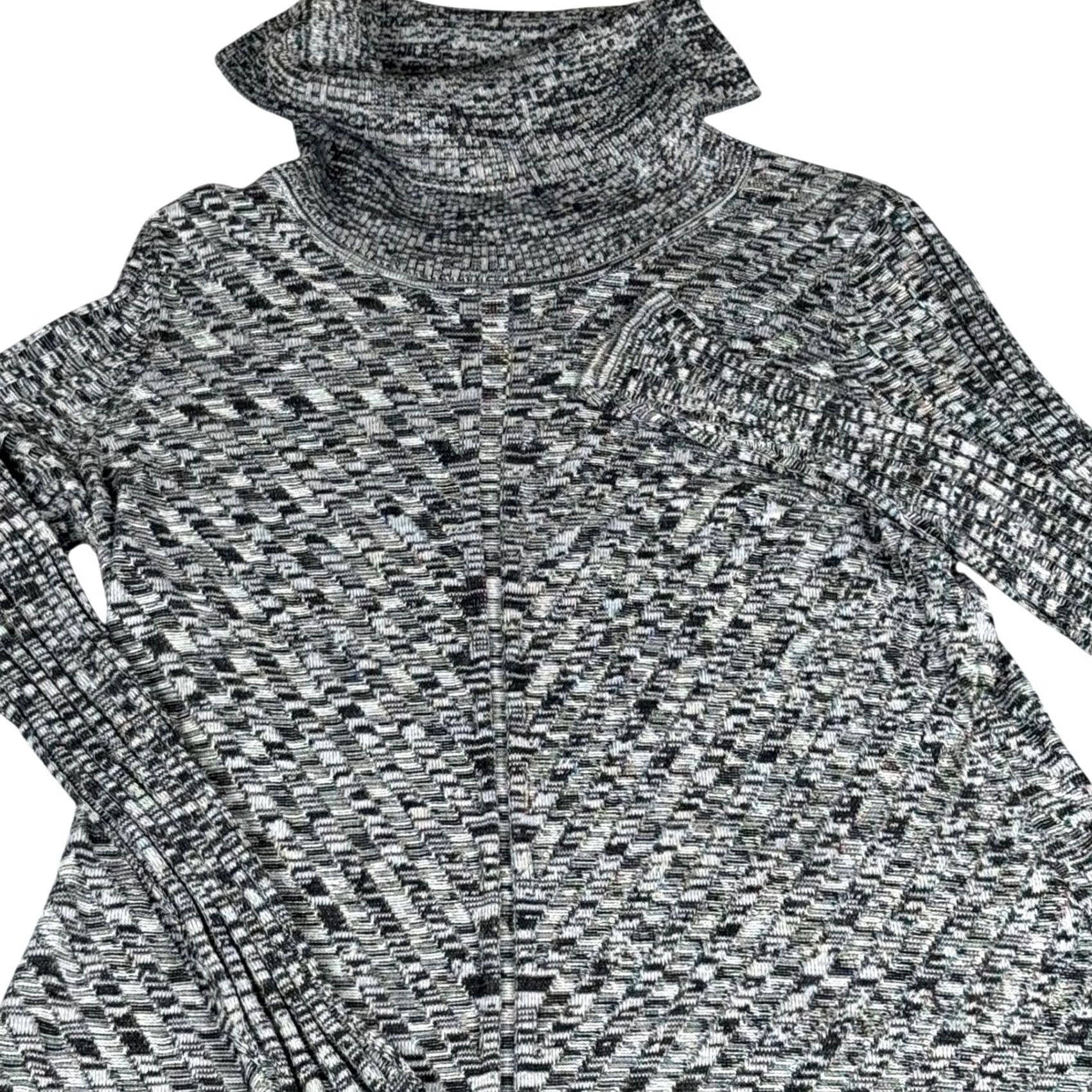 Vintage Dana Buchman Sweater Dress Womens Midi Knit Long Sleeve Turtleneck Black Gray Geometric Casual Fall Winter M Women Size M / US 6-8 / IT 42-44 - 2 Thumbnail