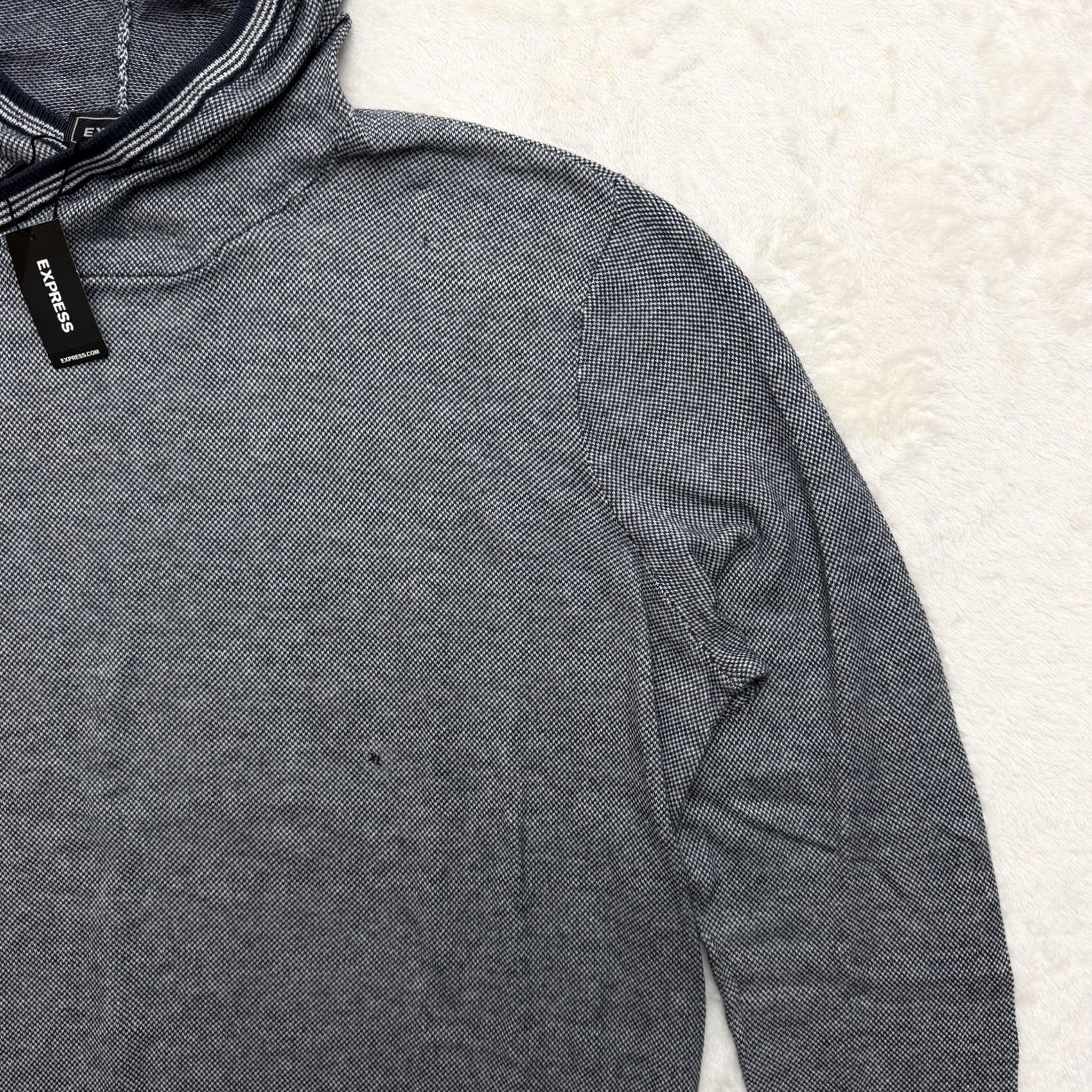 Express Express Sweater Mens XL Gray Hooded 100% Cotton Knit Lightweight Pullover Size US XL / EU 56 / 4 - 3 Thumbnail