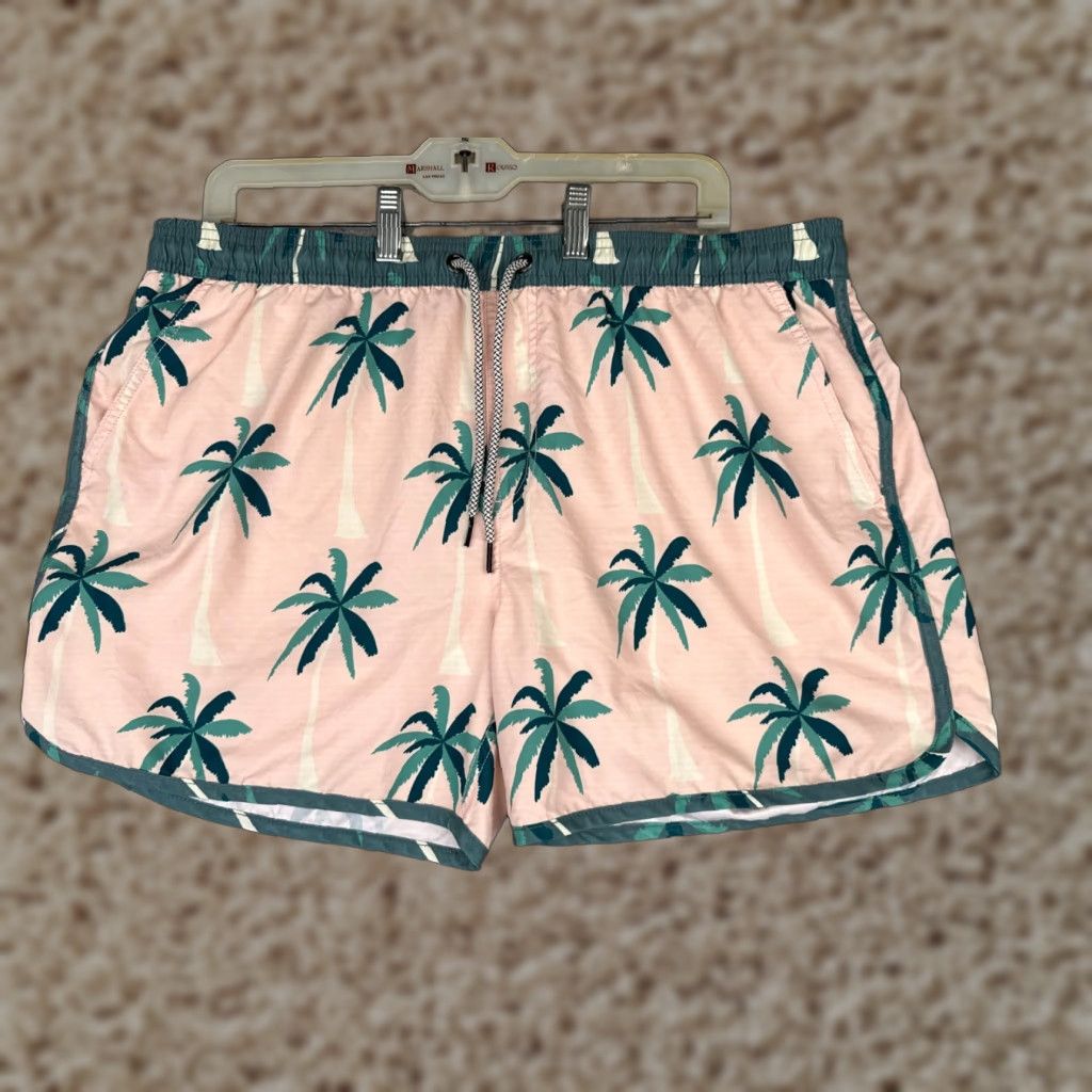 Vintage VINTAGE Maamgic Swim Trunks Mens XL Pink Green Palm Tree Lined Polyester Beach Size US 36 / EU 52 - 1 Thumbnail