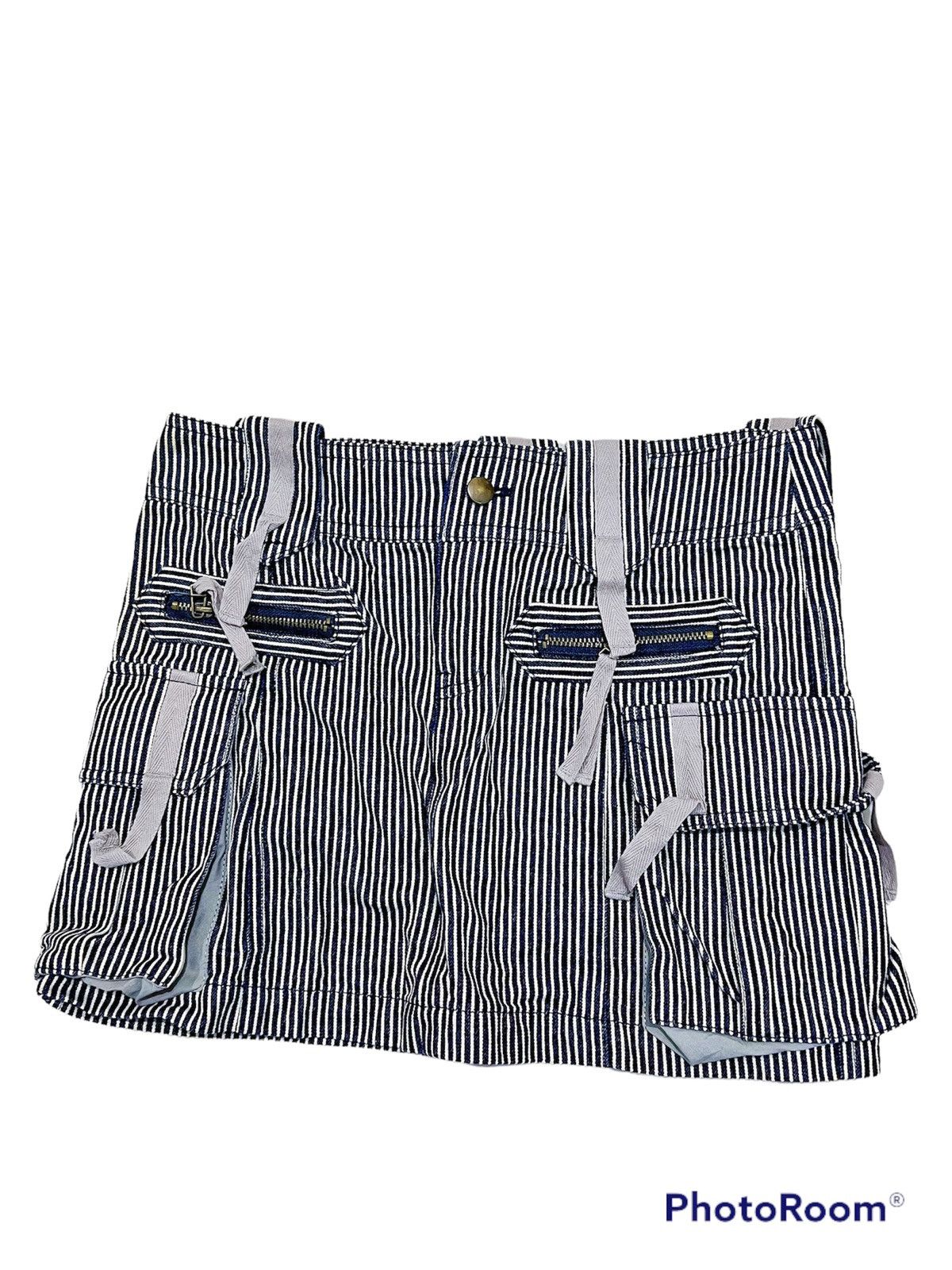 Japanese Brand Vintage Y2k stripe pocket skirt 💙💎 Size 27" / US 4 / IT 40 - 1 Thumbnail