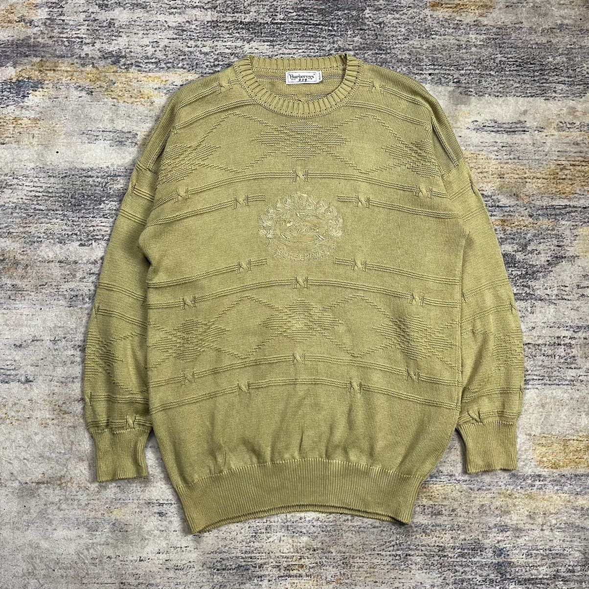 Burberry × Vintage Vintage 90s Burberrys big logo embroidery knit sweater Size US M / EU 48-50 / 2 - 1 Thumbnail