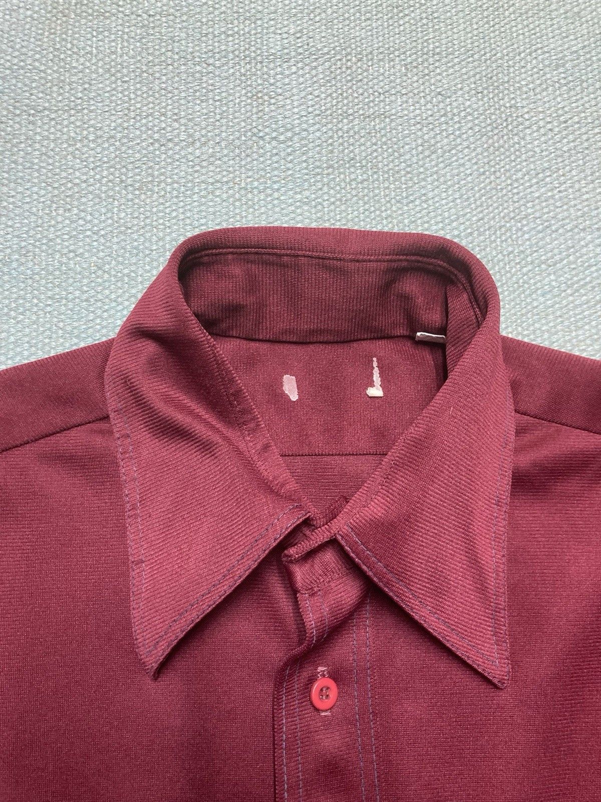 Vintage Vintage 60s 70s button shirt polyester knit maroon medium Size US M / EU 48-50 / 2 - 3 Thumbnail