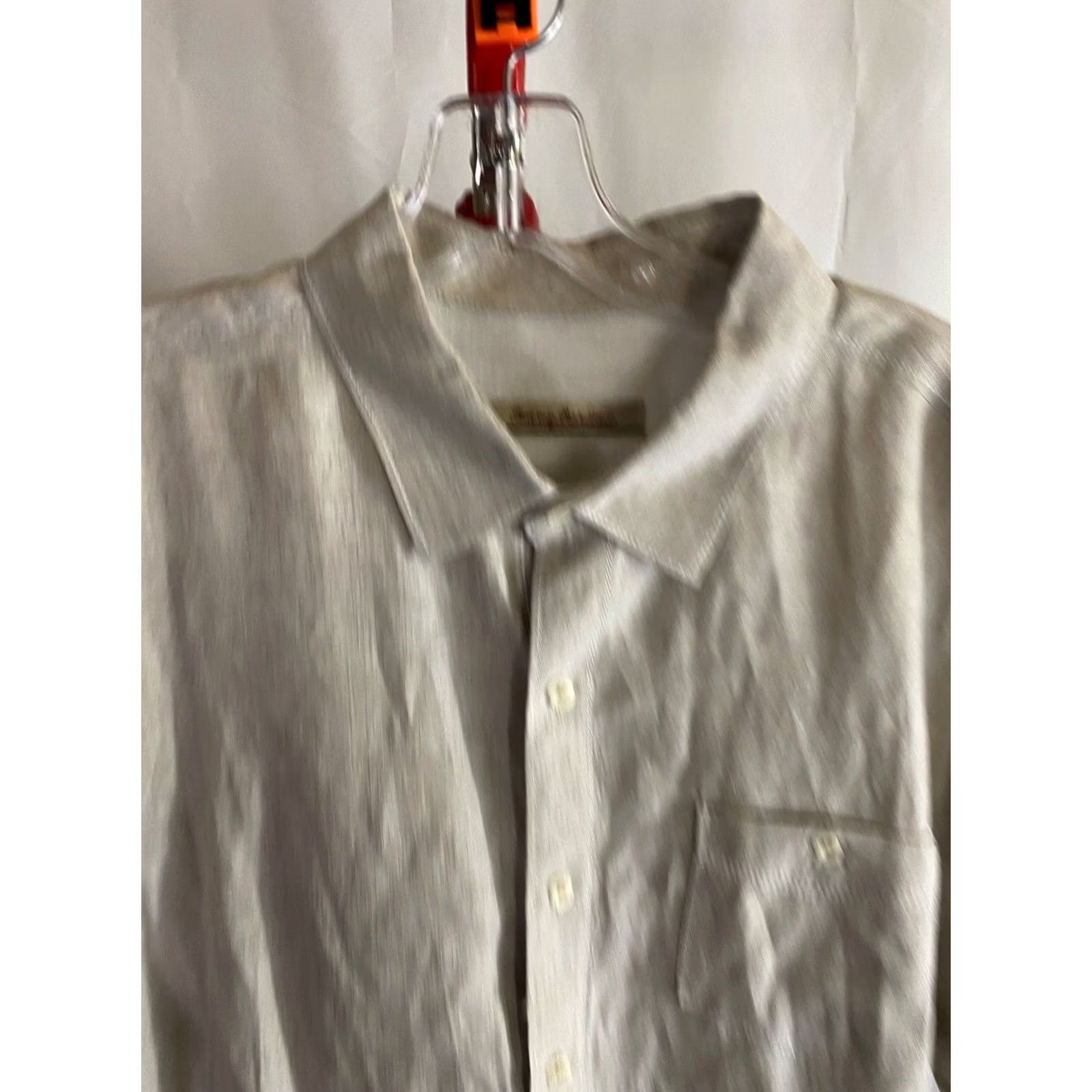 Tommy Bahama Tommy Bahama 100% Linen SHIRT Short Sleeve Button-Up Beige Large L 33 Mens Size US L / EU 52-54 / 3 - 4 Thumbnail