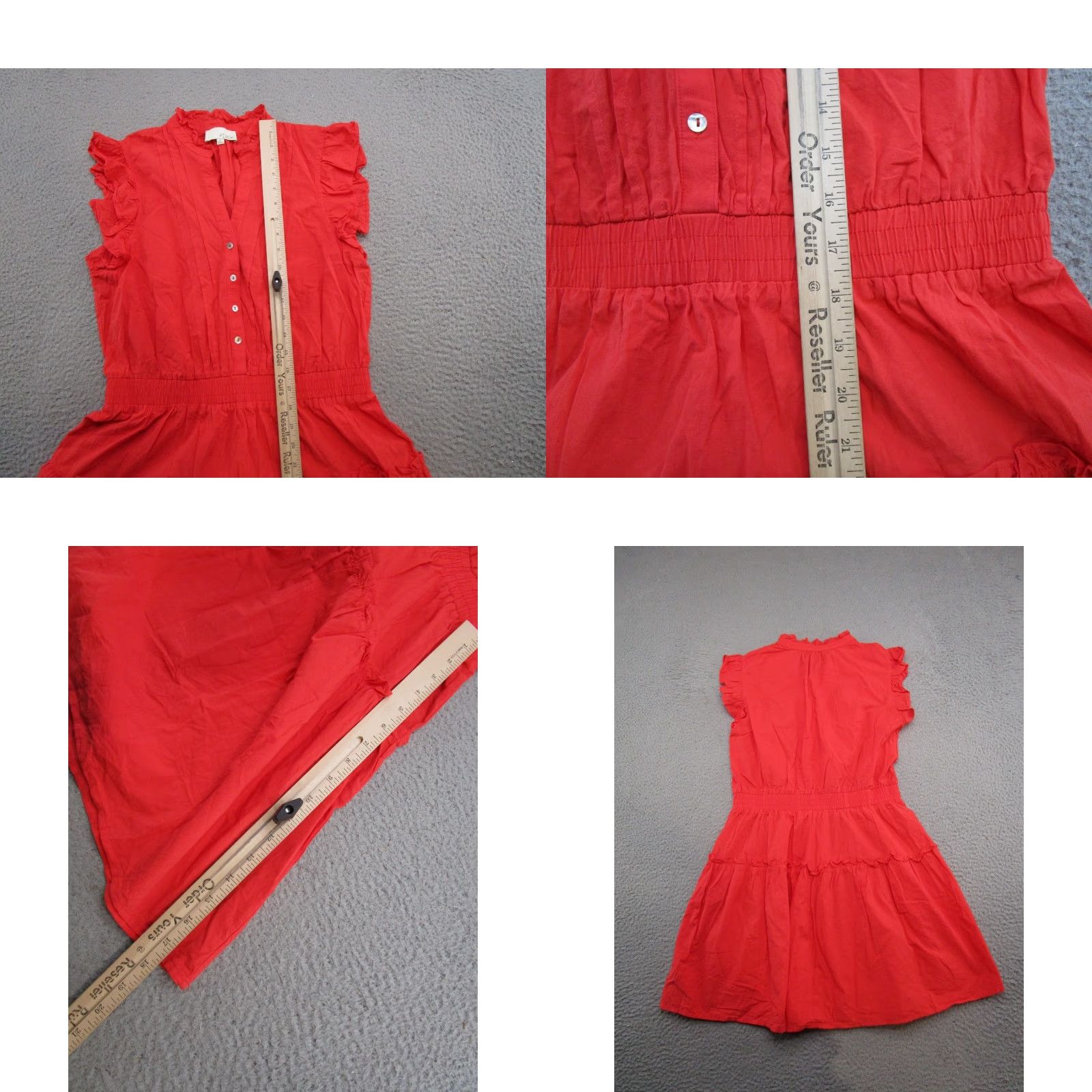Vintage Pinch Dress Women’s SZ L Red Sleeveless Shift Button Front Tiered Elastic Waist Flutter Sleeve Bohemian Casual Party Wedding Long Dress Size L / US 10 / IT 46 - 8 Thumbnail