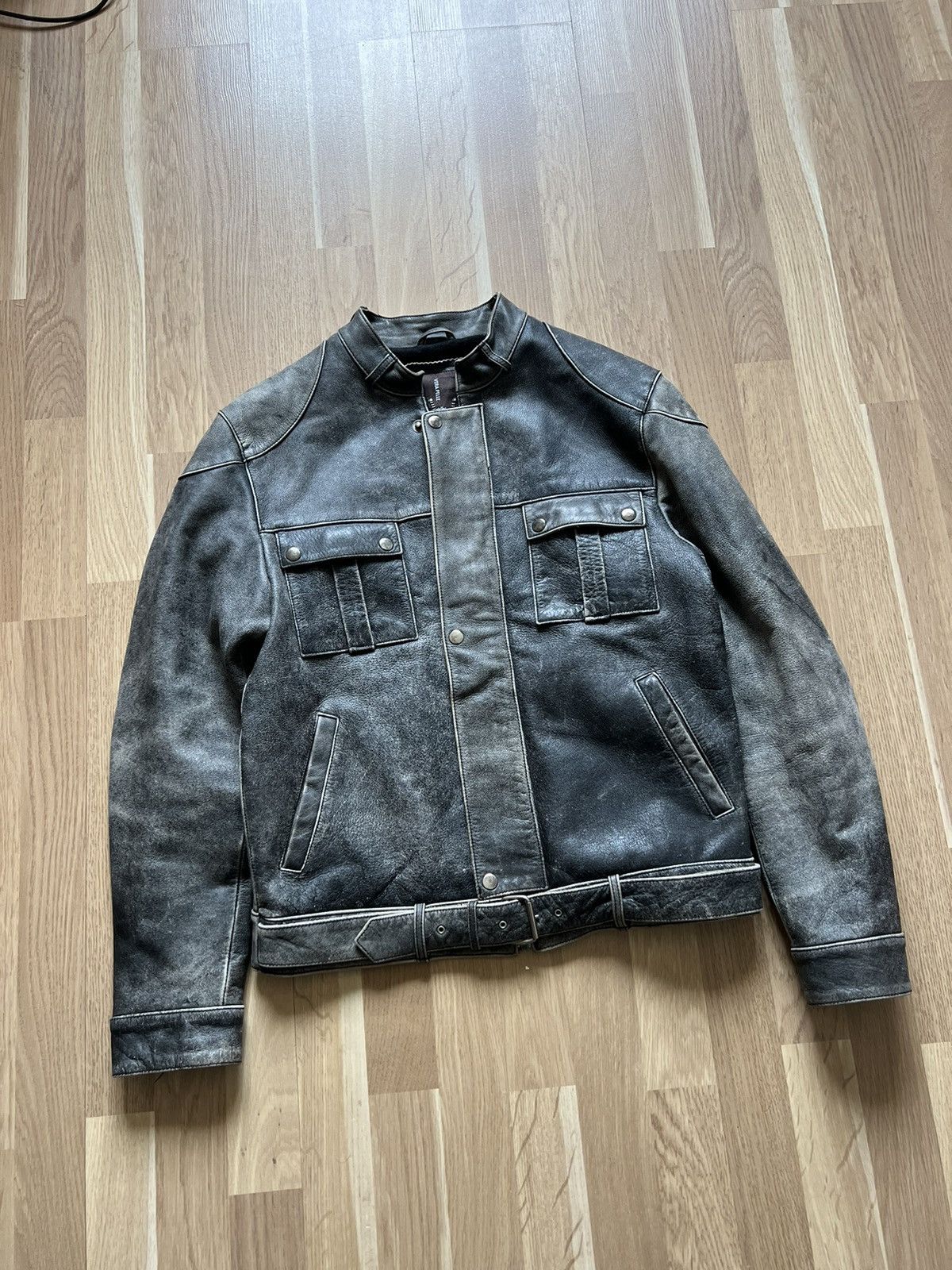 Vintage Vintage faded avant garde leather jacket Rick Owens style 90 Size US M / EU 48-50 / 2 - 3 Thumbnail