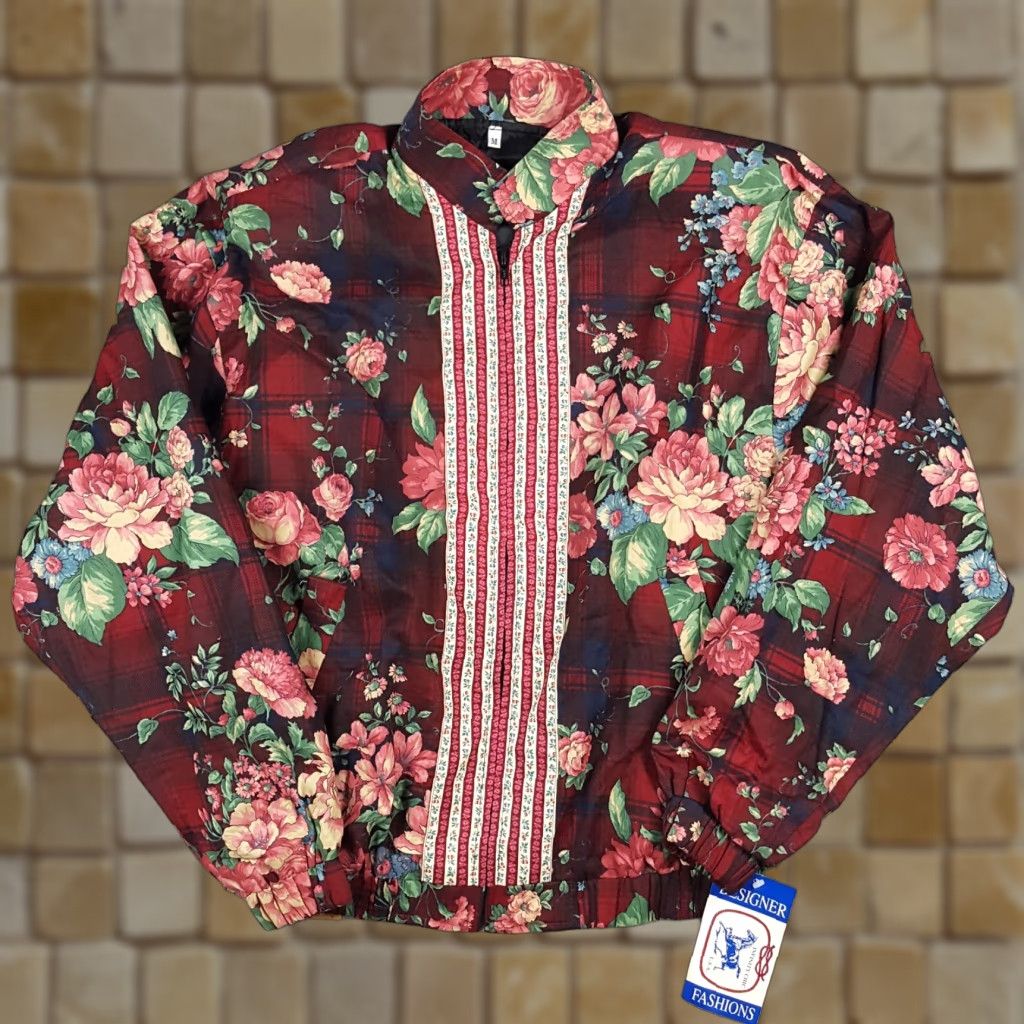 Pinko VINTAGE Infinity Chic Windbreaker Jacket Women's M Pink Plaid Floral Zip Up 80s 90s Boho Outdoor Autumn Seasonal Full Zip Lightweight Size M / US 6-8 / IT 42-44 - 1 Thumbnail