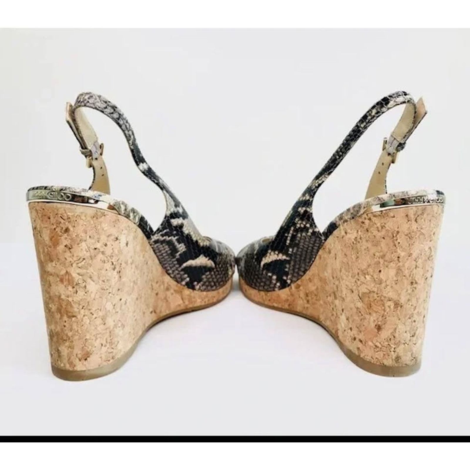 Jimmy Choo Jimmy Choo Amely Snake Print Slingback Wedge Sandals Nw 40.5 Size US 10.5 / IT 40.5 - 5 Thumbnail