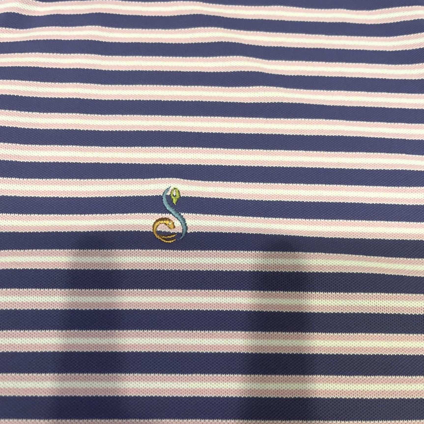 Peter Millar Peter Millar Summer Comfort Polo Shirt Mens L Purple Pink Stripe Short Sleeve Striped Polyester Blend Stretch Casual Travel Activewear Size US L / EU 52-54 / 3 - 2 Thumbnail