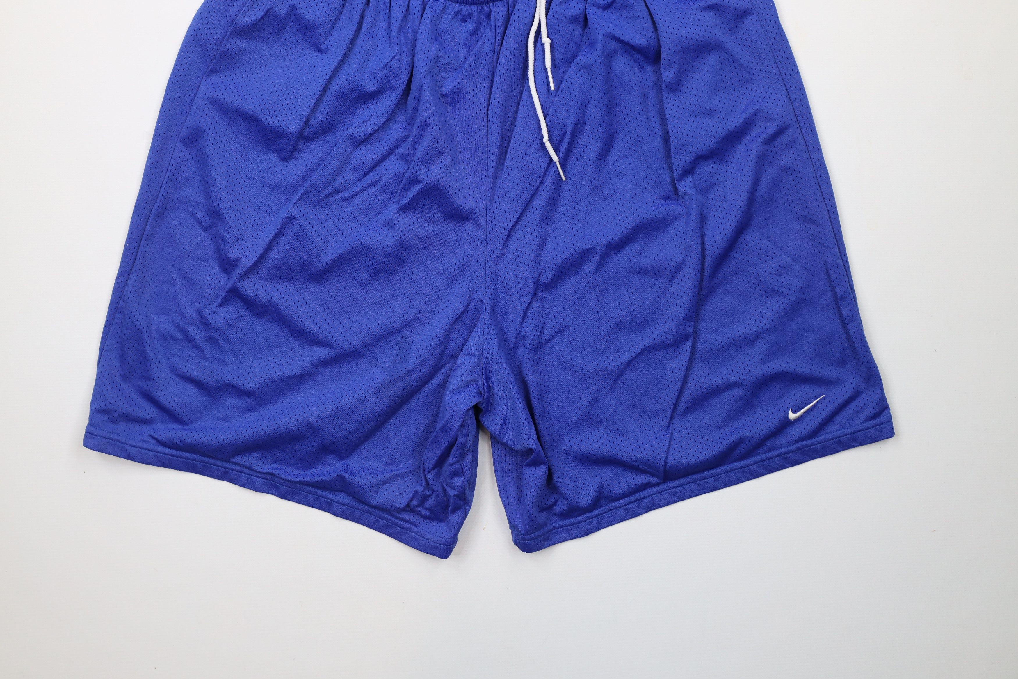 Nike × Vintage Vintage Nike Mini Swoosh Above Knee Mesh Shorts Royal Blue Size US 36 / EU 52 - 4 Thumbnail