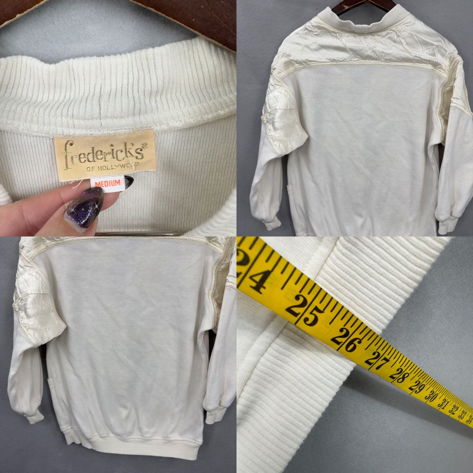 Vintage VINTAGE Frederick's of Hollywood Cardigan Womens M Ivory 1980s Glam Rock Size M / US 6-8 / IT 42-44 - 8 Thumbnail