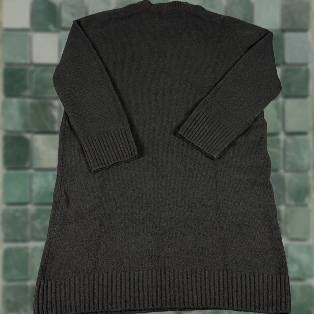 Vintage Dalia Sweater Dress Black Knit Midi Mock Neck Long Sleeve Wool Blend 80s Womens Size L / US 10 / IT 46 - 1 Thumbnail