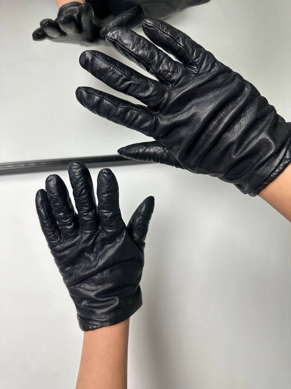Burberry 90s Burberrys Vintage Rare Leather Womens Gloves Size ONE SIZE - 3 Thumbnail