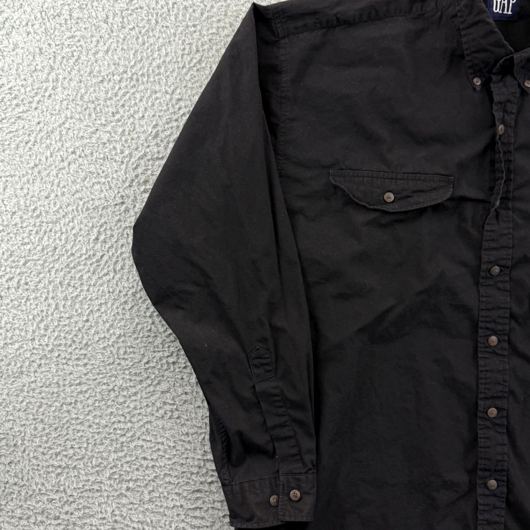 Gap VINTAGE Gap Shirt Mens L Black 90s Long Sleeve Button Up Casual Preppy Boho Shirt Size US L / EU 52-54 / 3 - 4 Thumbnail