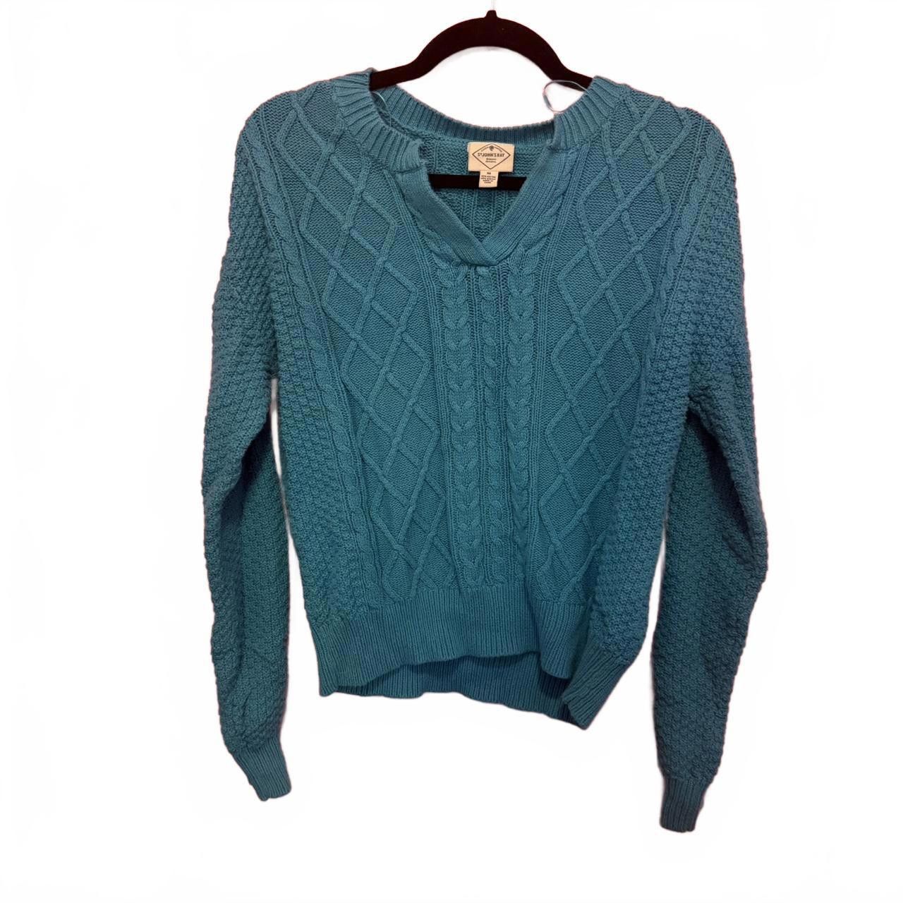 Designer Cozy Cable Knit Sweater in Teal Size M / US 6-8 / IT 42-44 - 1 Thumbnail