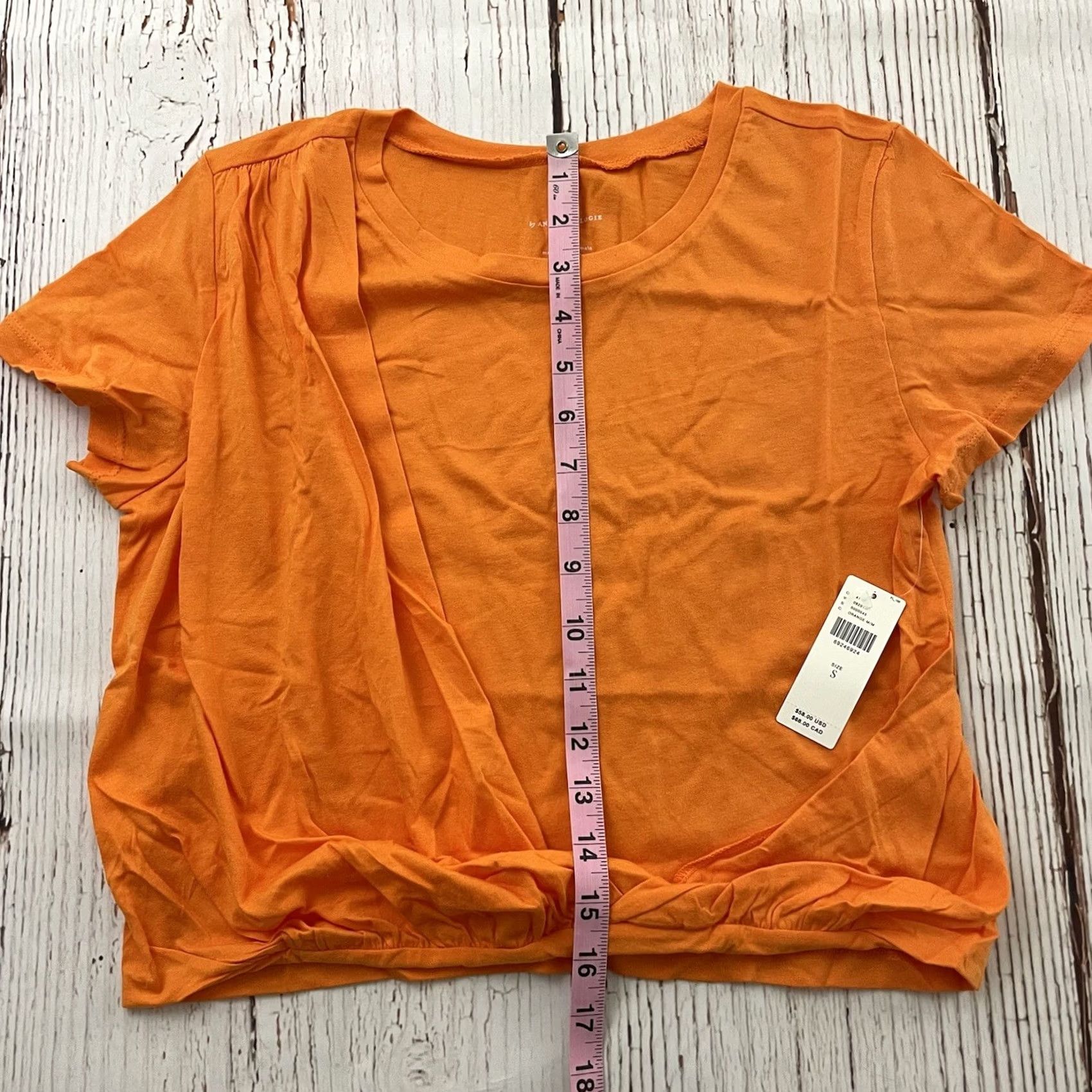 Anthropologie Anthropologie T-Shirt Short Sleeve Cropped Womens Small Orange Draped Tee 58 N/A Size S / US 4 / IT 40 - 4 Thumbnail