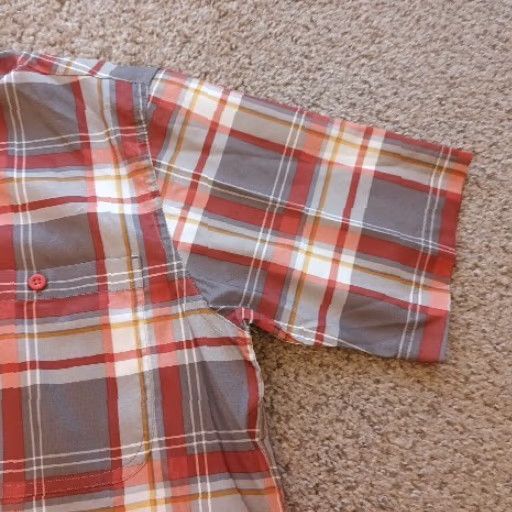Wrangler Wrangler Shirt Mens Small Orange Gray Plaid Short Sleeve Button Up Size US S / EU 44-46 / 1 - 4 Thumbnail
