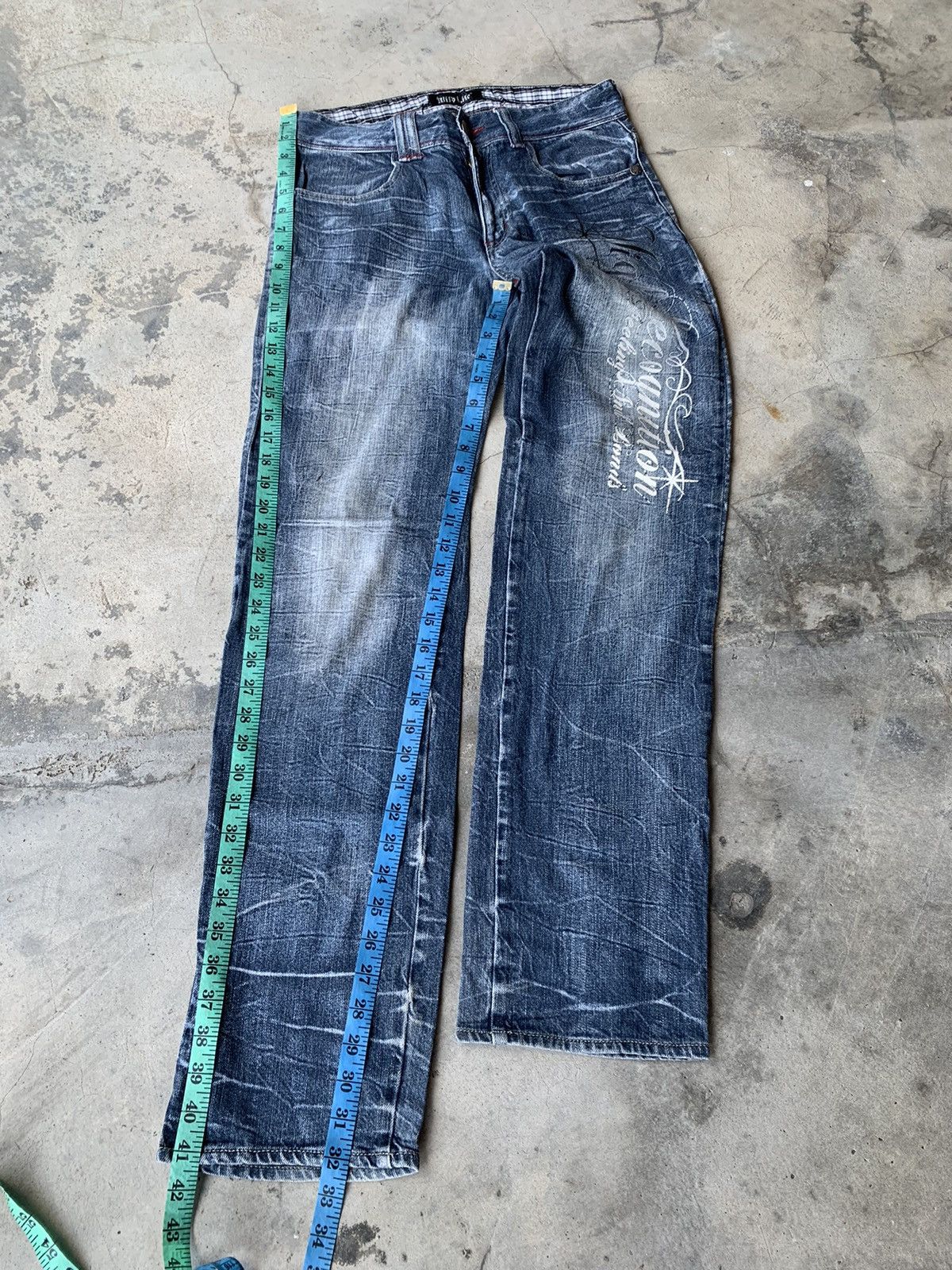 Skull Jeans by an Alchemist Skull bones jean lightning design. Size US 31 - 10 Thumbnail