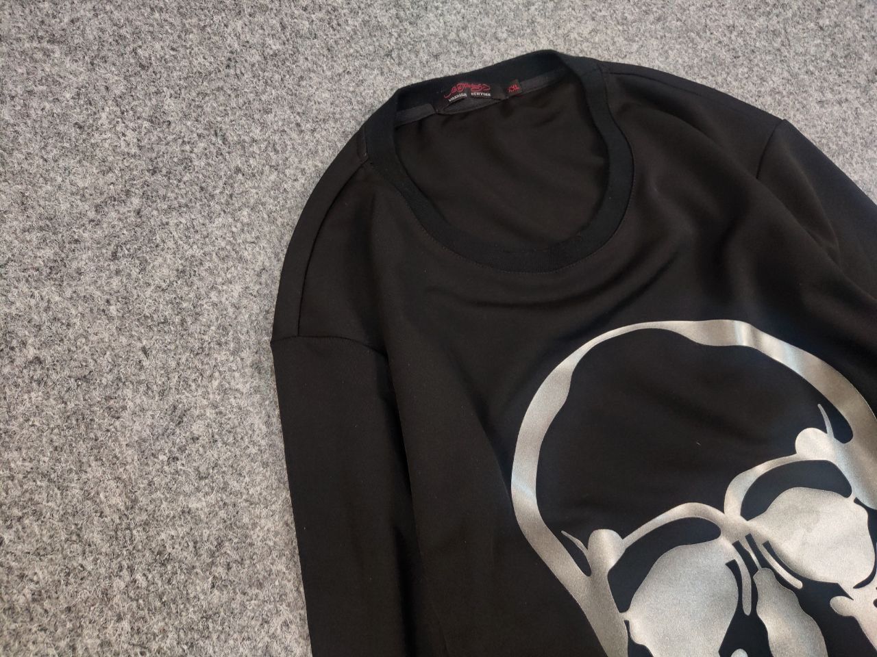 Ed Hardy × Vintage Vintage Ed Hardy los Angeles Black Skeleton Logo Sweatshirt Size US XL / EU 56 / 4 - 7 Thumbnail