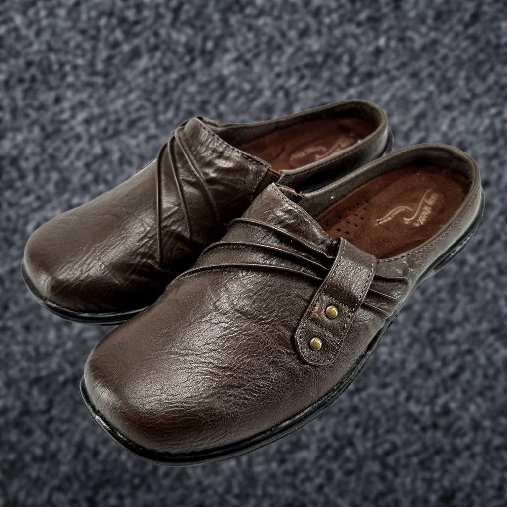 Vintage Easy Street Holly Mules Flat Brown Women's Size 7 W Slip On Round Toe Size US 7 / IT 37 - 1 Thumbnail