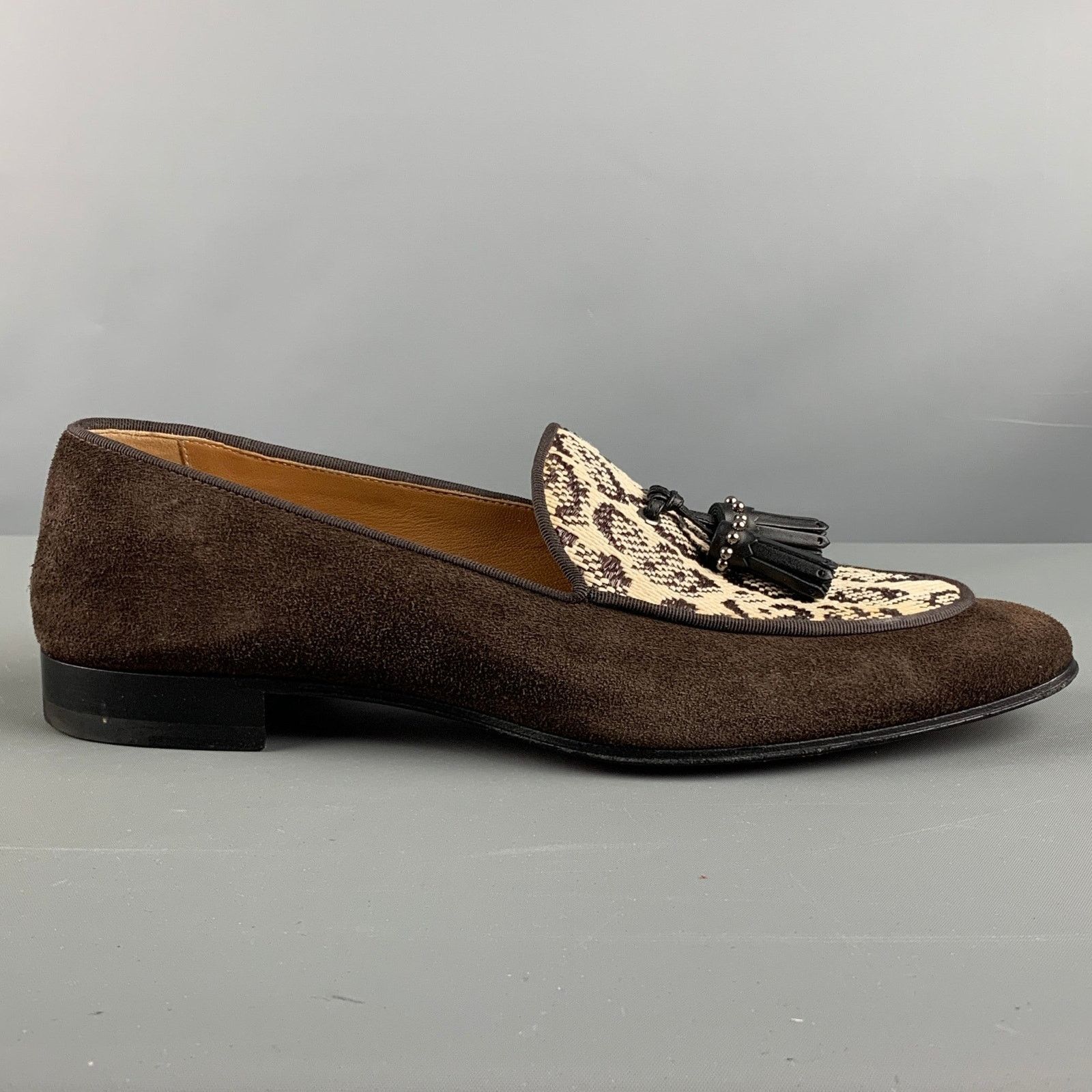 Christian Louboutin CHRISTIAN LOUBOUTIN Brown Beige Mixed Materials Woven Size US 9 / EU 42 - 2 Thumbnail