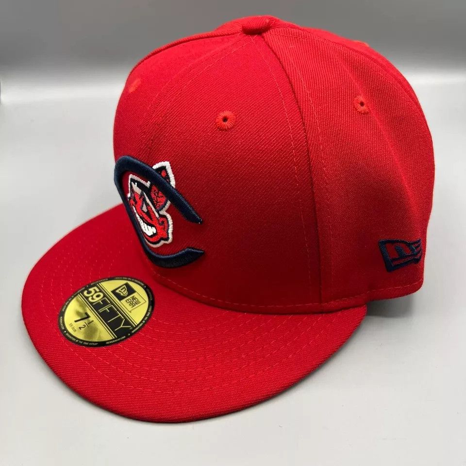 New Era Cleveland Indians Guardians Hat Men 7 1/2 Red Fitted New Size ONE SIZE - 3 Thumbnail