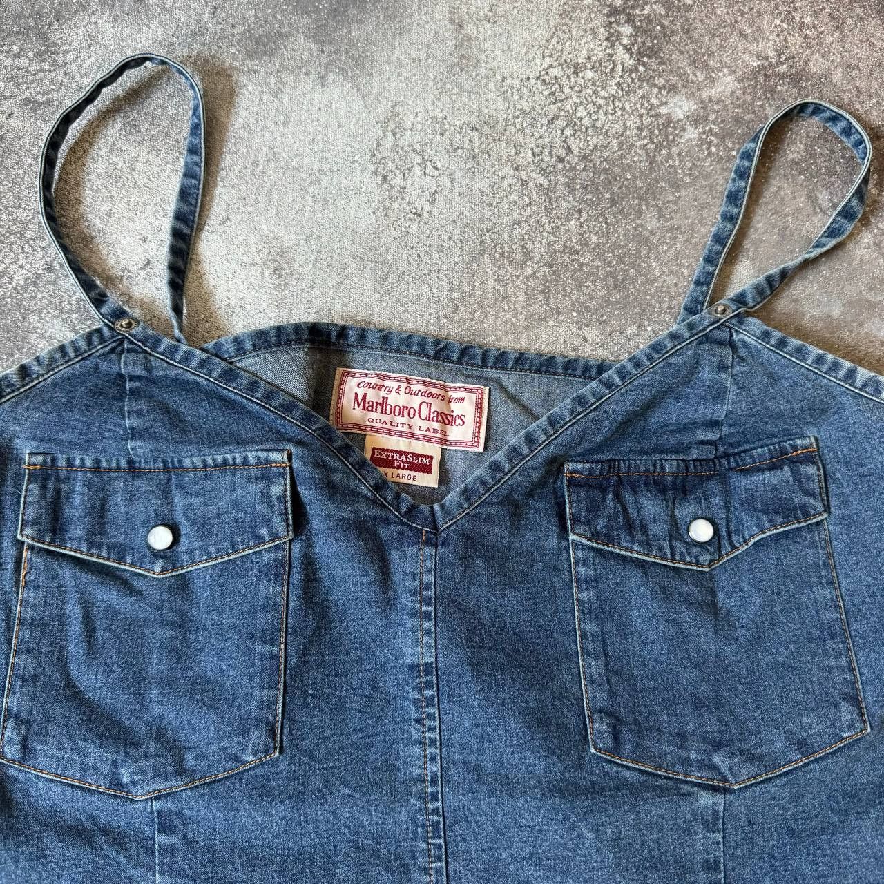 Japanese Brand × Marlboro × Vintage 90s Marlboro Classic Vintage Y2K Denim Top Size XL / US 12-14 / IT 48-50 - 3 Thumbnail