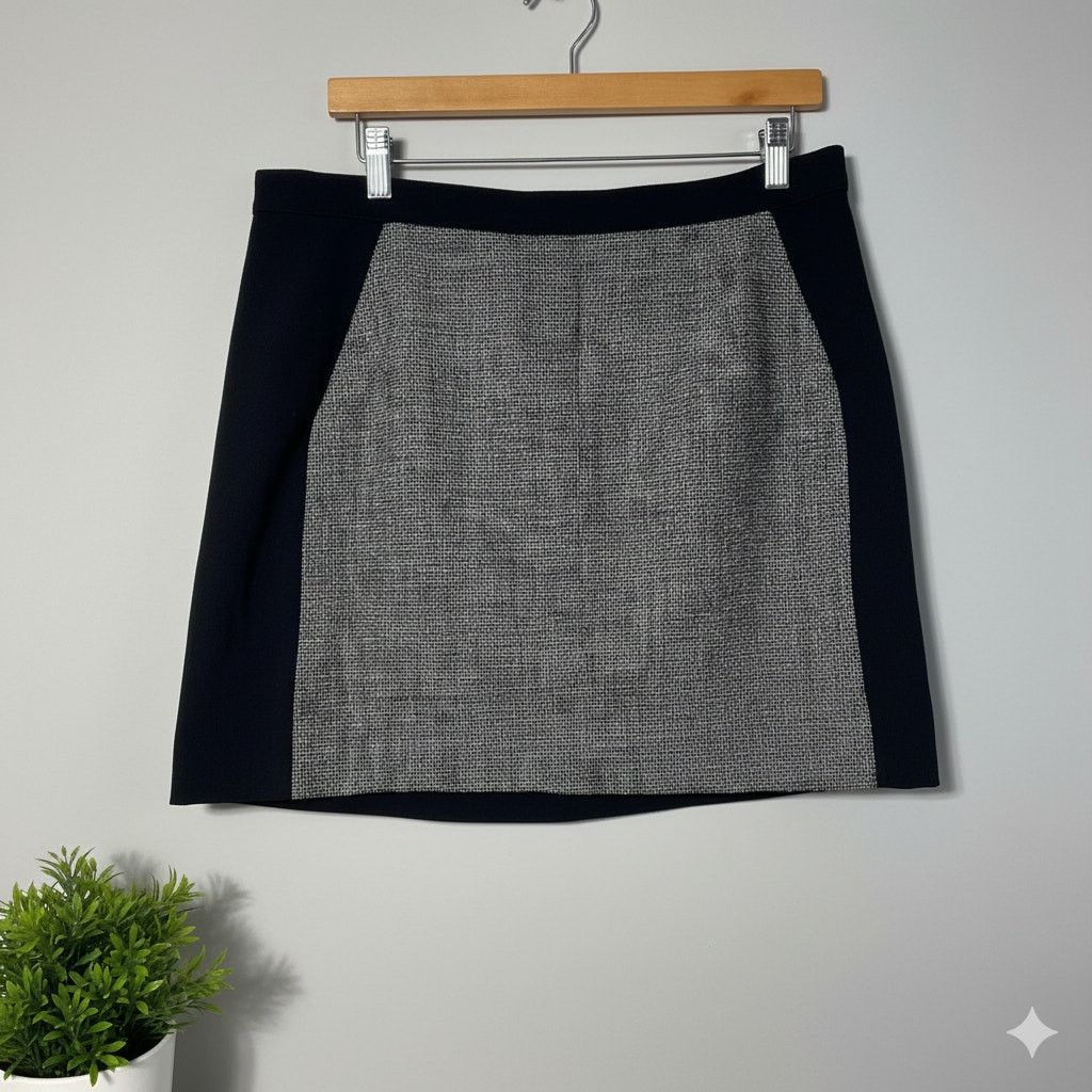 J.Crew J.Crew Black/White Herringbone Wool Blend New Skirt Size 10 Size 34" / US 12 / IT 48 - 1 Thumbnail