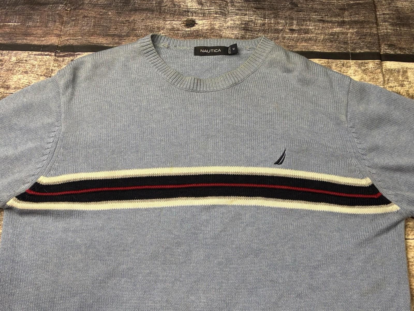 Nautica VTG Nautica Sweater Mens Medium Blue Striped Knit Cotton Y2K Size US M / EU 48-50 / 2 - 4 Thumbnail