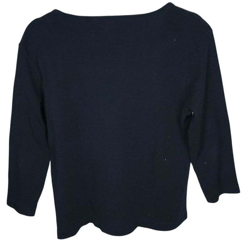 Chicos Chico's Black 3/4 Sleeve Knit Top Stretch Size 2 Size L / US 10 / IT 46 - 2 Thumbnail