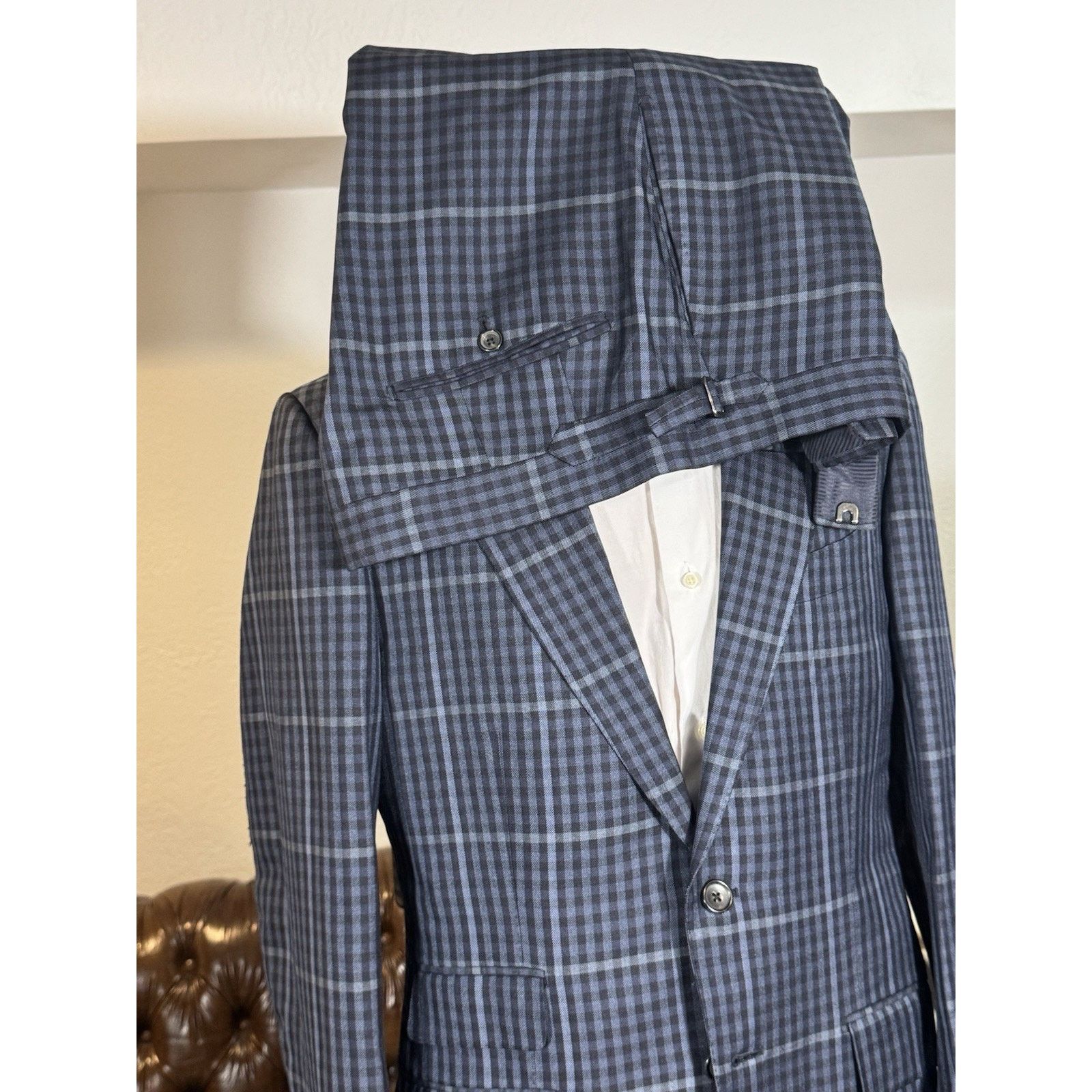 Tom Ford Tom Ford Blue Plaid Peak Lapel Suit 48 38R US O'Connor 34x27 Size 38R - 3 Thumbnail