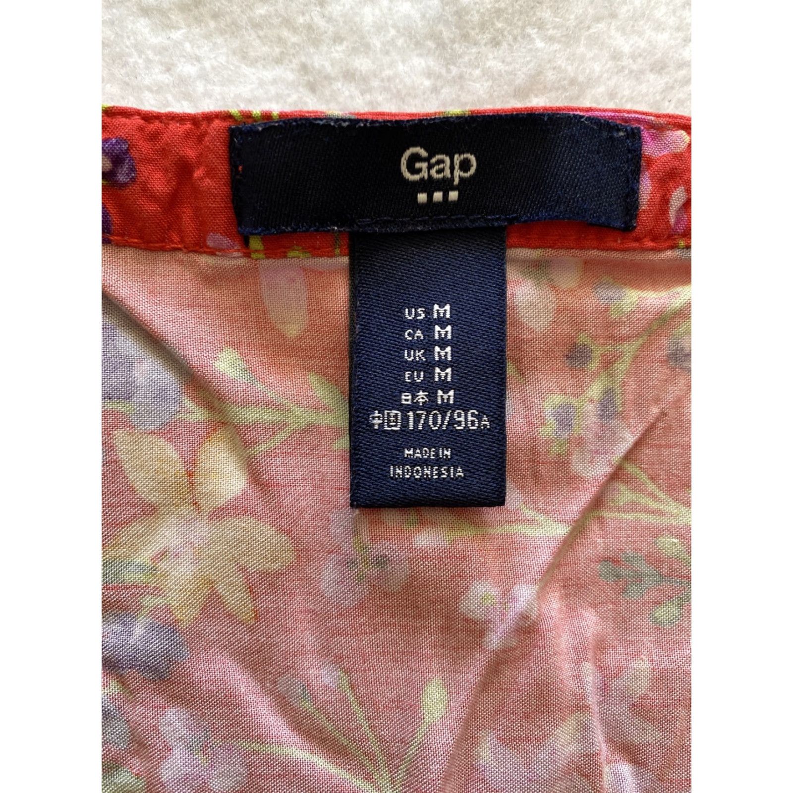 Gap GAP Red Floral Mini Dress Sleeveless V-Neck Drawstring Waist M Women’s Short Casual Spring Summer Fall Multicolor Flower Pattern Dress Size M / US 6-8 / IT 42-44 - 4 Thumbnail