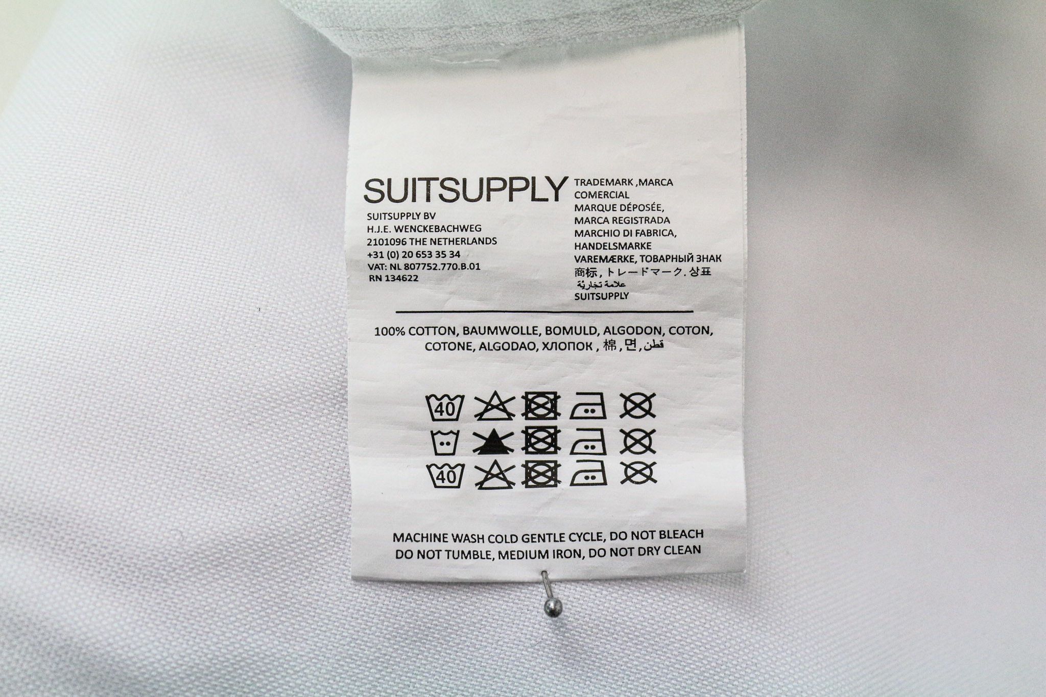 Suitsupply TRAVELLER 43 Slim White Cotton Formal Shirt 74777 Size US L / EU 52-54 / 3 - 5 Thumbnail