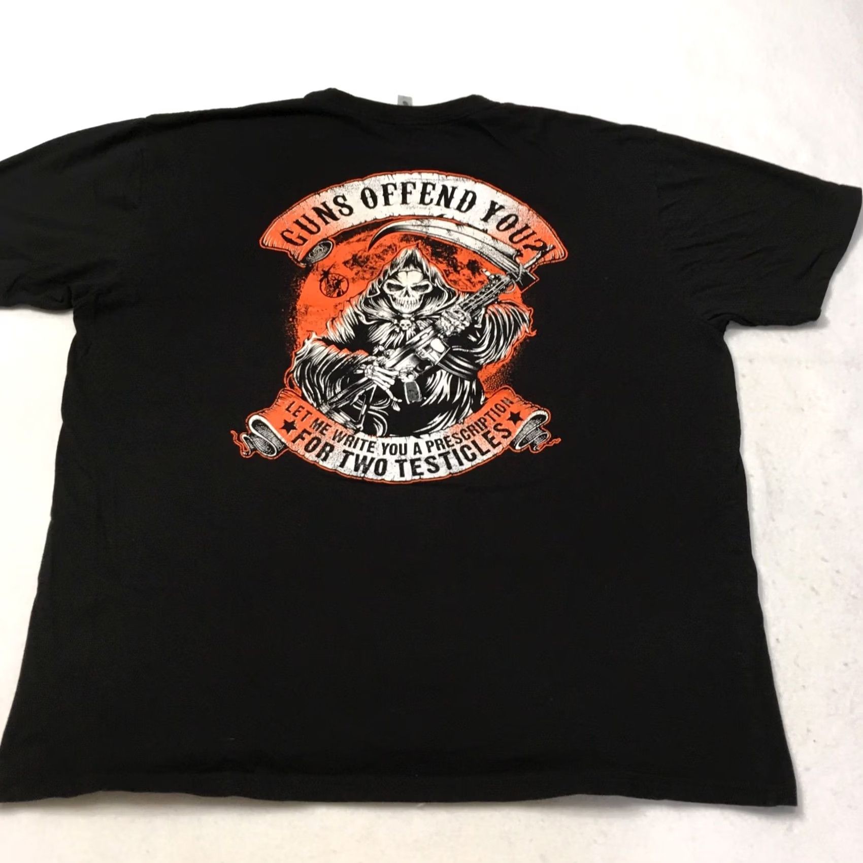 Vintage Guns Offend You? 2nd Amendment Constitution Gun Patriot 2XL Black Short Sleeve T-Shirt Graphic Tee Men US Flag Patriotic Military USA Veterans Mens Size US 39 - 2 Thumbnail
