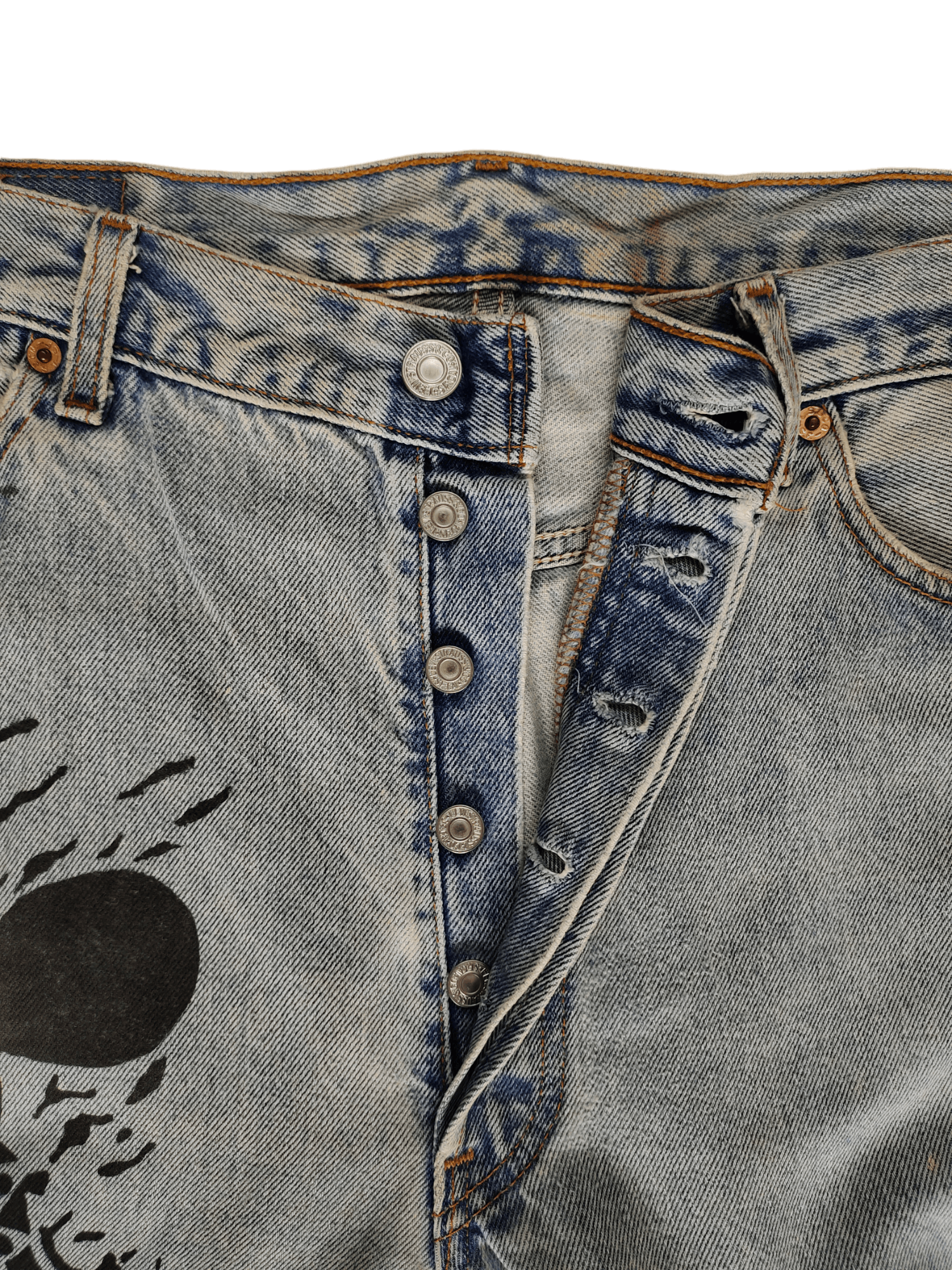 Levi's Vintage Clothing Vintage Levis 501 Mickey Mouse Distress Jeans Custom Size US 35 - 20 Thumbnail