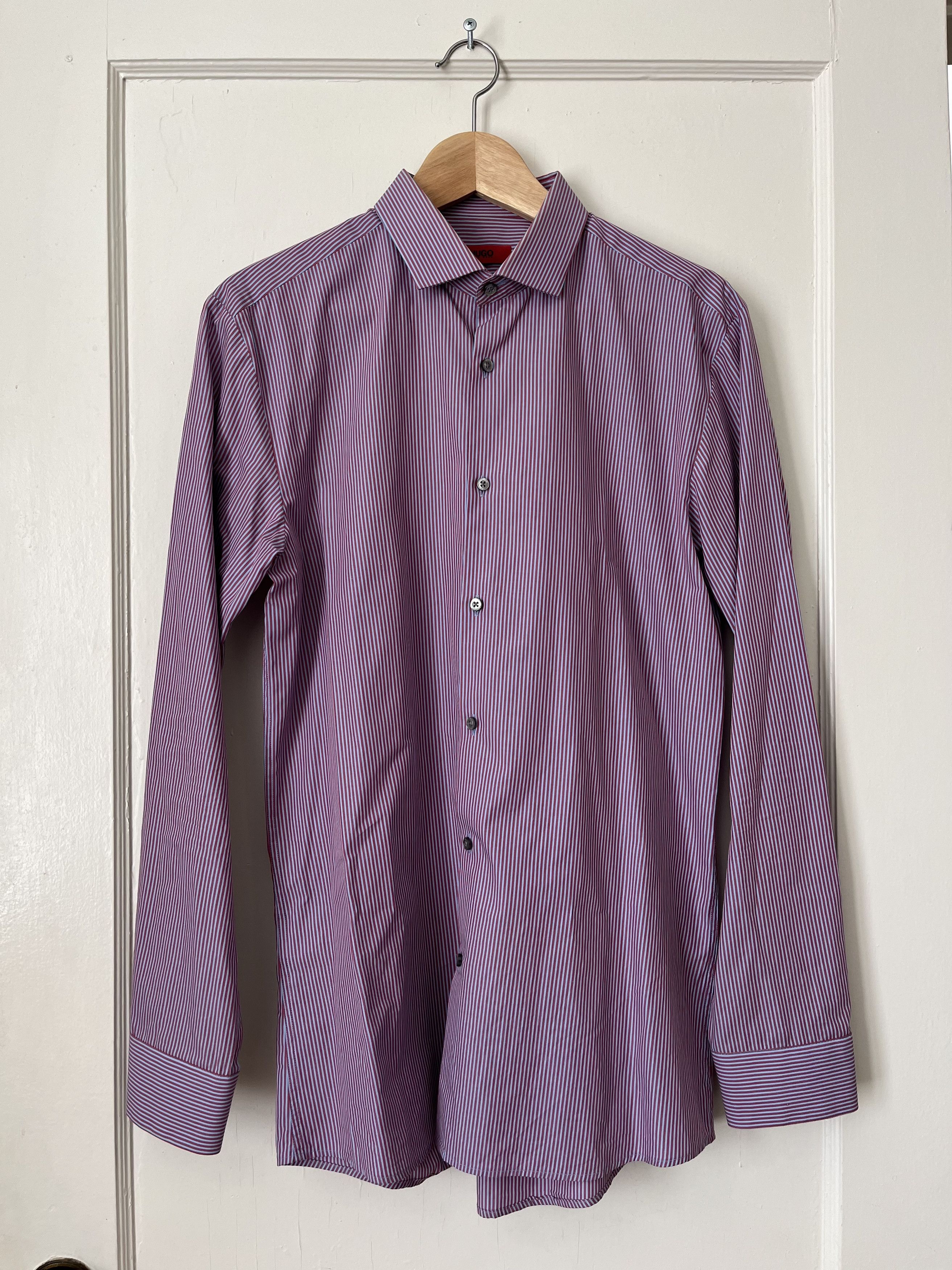 Hugo Boss Hugo Boss Mens Slim Fit Striped Dress Shirt Size US L / EU 52-54 / 3 - 3 Thumbnail