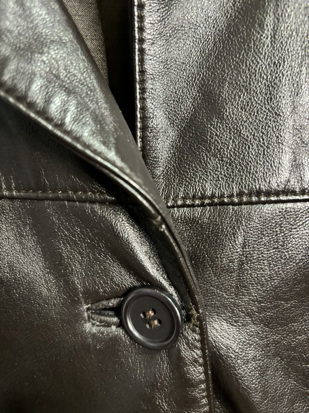 Genuine Leather × Vintage Vintage 1990s Dark Brown Leather Trench Coat Jacket Size L / US 10 / IT 46 - 6 Thumbnail