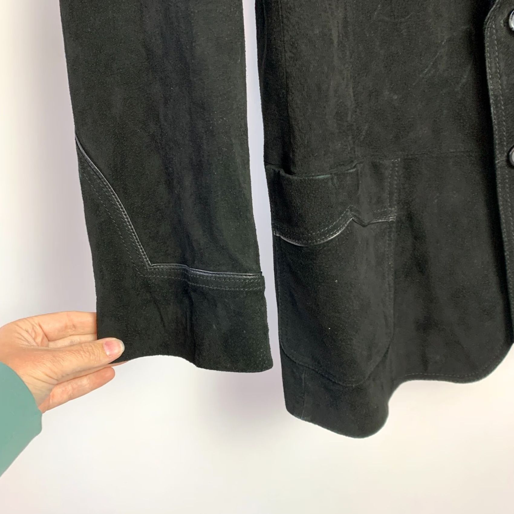 Vintage VINTAGE Cripple Creek Suede Studded Blazer Sport Jacket Mens 2XL Black 1990s Rockabilly Leather Formal Read Flawed Size 48R - 3 Thumbnail