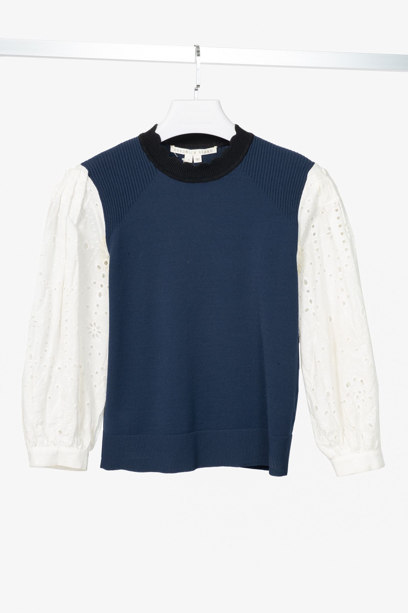 Veronica Beard Veronica Beard Roy Navy Mix-Media Sweater Size S / US 4 / IT 40 - 1 Thumbnail