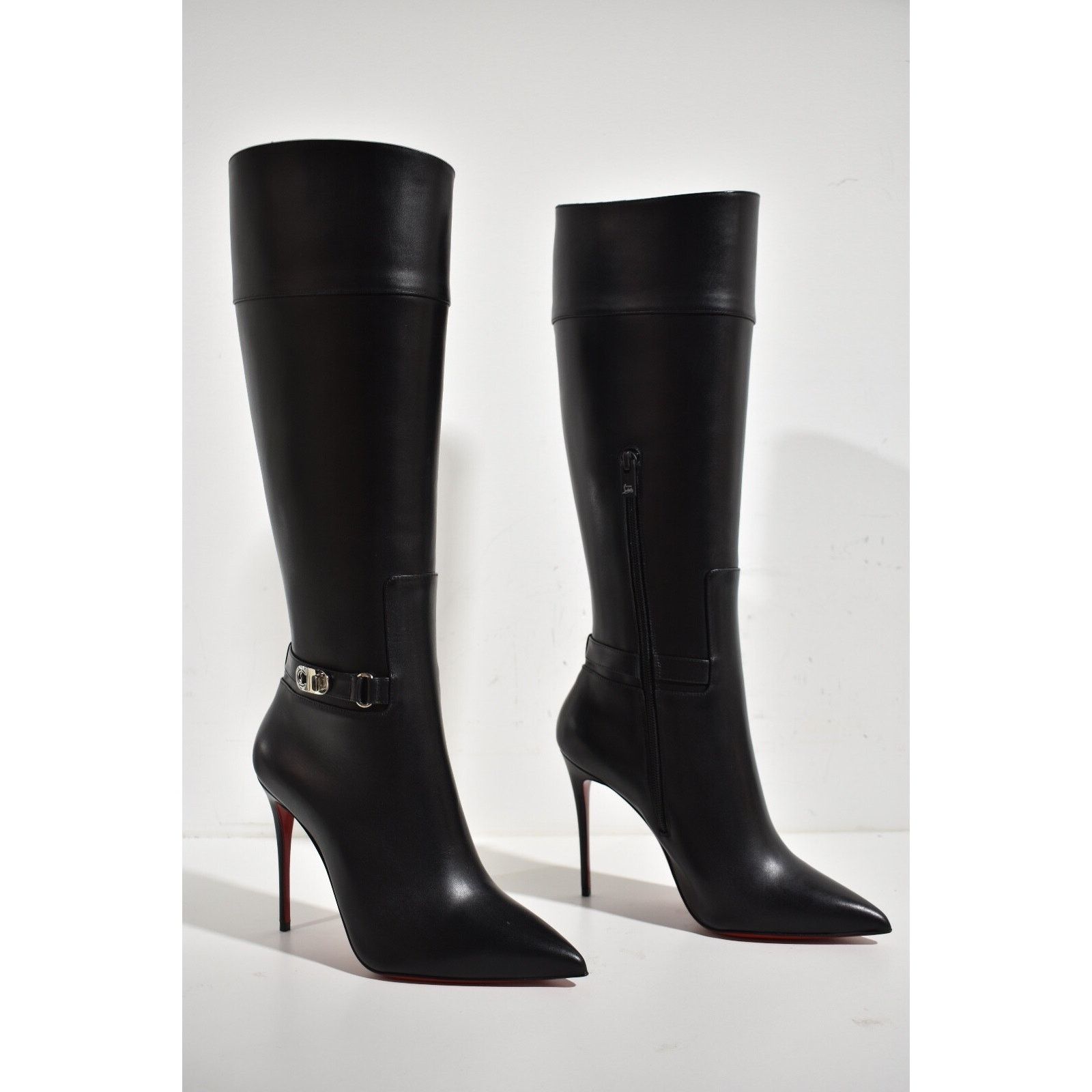 Christian Louboutin Christian Louboutin Lock Kate Botta 100 Black Leather Knee Size US 6.5 / IT 36.5 - 4 Thumbnail