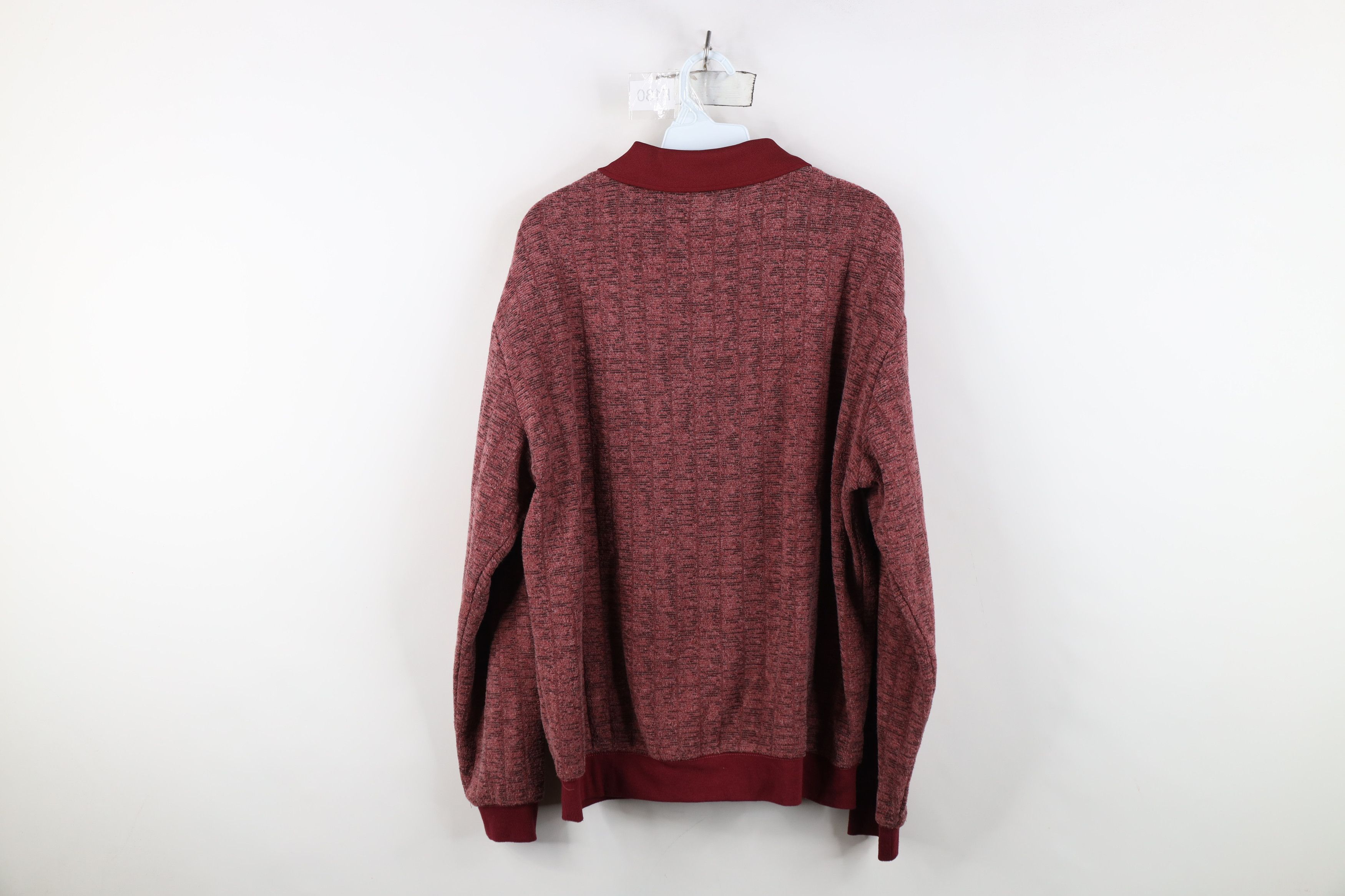 Vintage Vintage 90s Streetwear Fleck Collared Fleece Sweatshirt Red Size US L / EU 52-54 / 3 - 9 Thumbnail