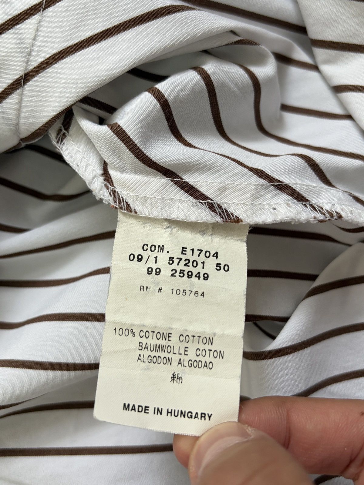 Moncler Moncler Brown White Chevron Stripe Dagger Collar Shirt Sz 46 Size L / US 10 / IT 46 - 9 Thumbnail