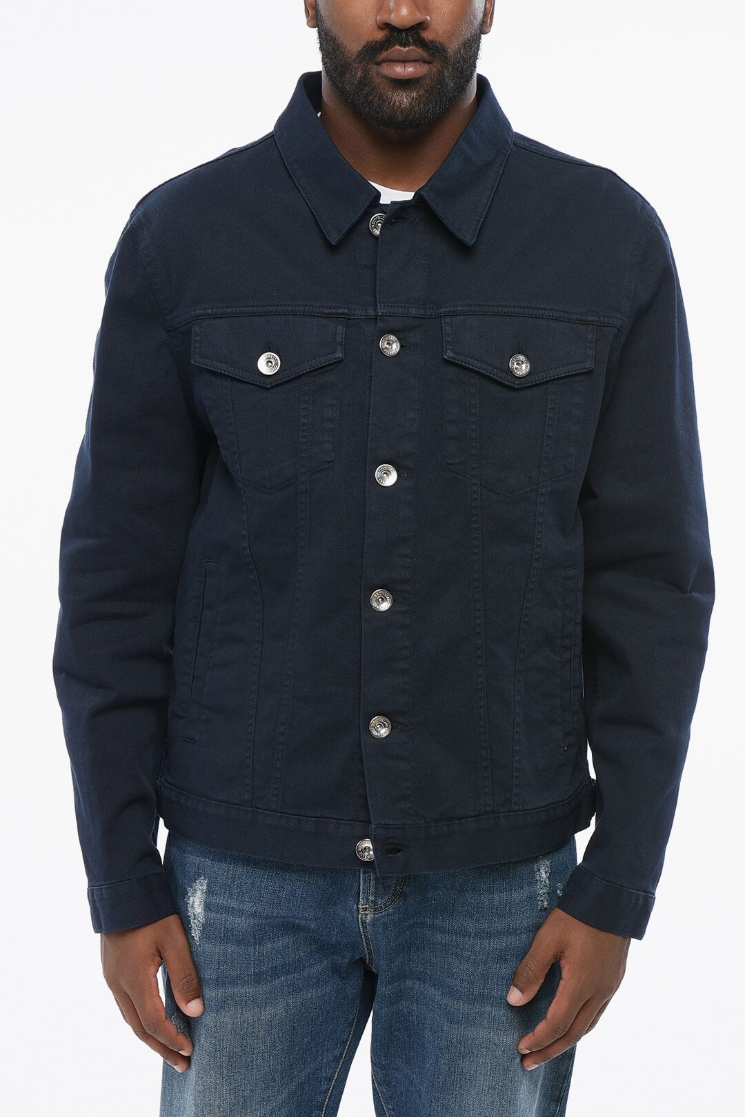 Brunello Cucinelli og1mm0725 Denim Saharan Jacket in Dark Blue Size US XL / EU 56 / 4 - 1 Thumbnail