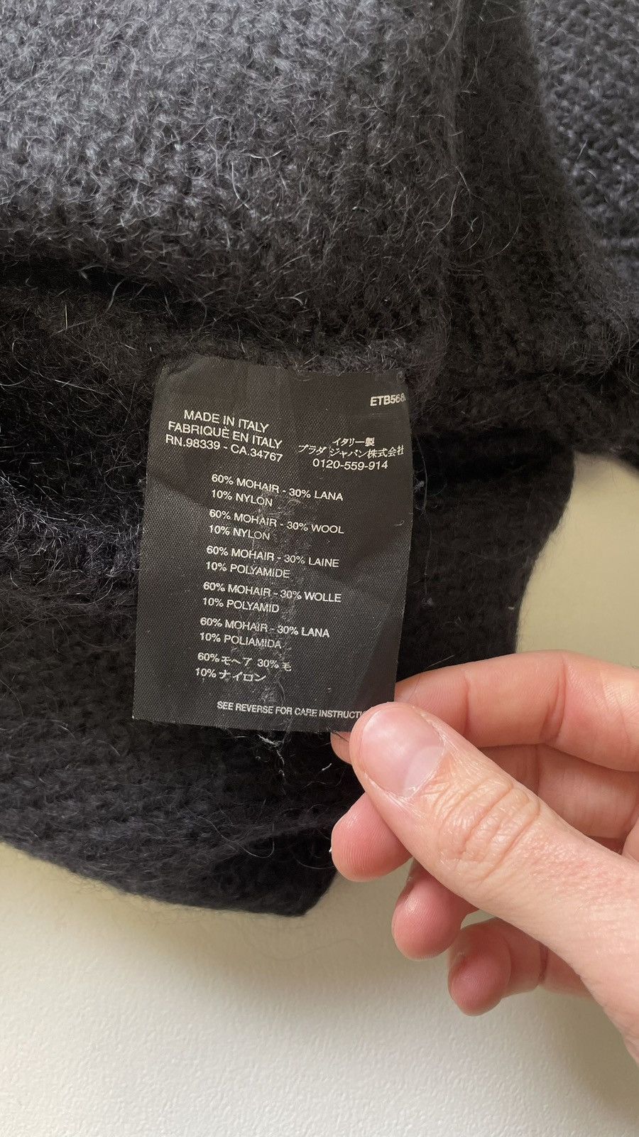 Prada Mid 2000s Black Mohair Wool Sweater Size US L / EU 52-54 / 3 - 9 Thumbnail