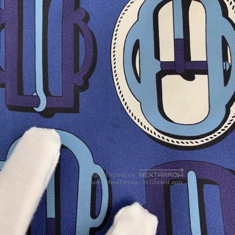 Hermes Hermes Dark blue pattern all-over printed mulberry silk ho Size XXS / US 00 / IT 34 - 9 Thumbnail