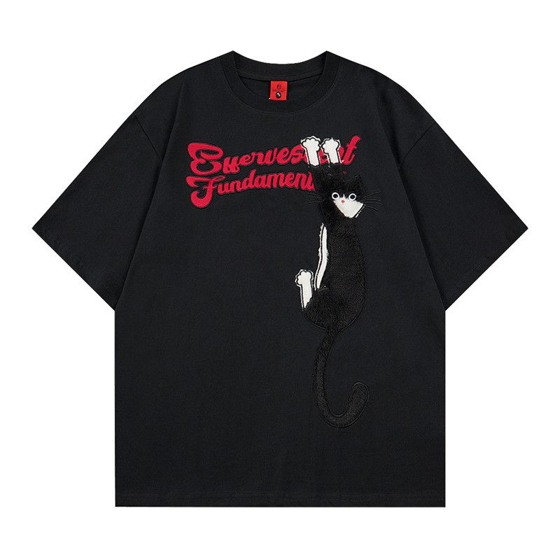 Japanese Brand Men's American-Style Cat Embroidery & Print T-Shirt Size US M / EU 48-50 / 2 - 1 Thumbnail