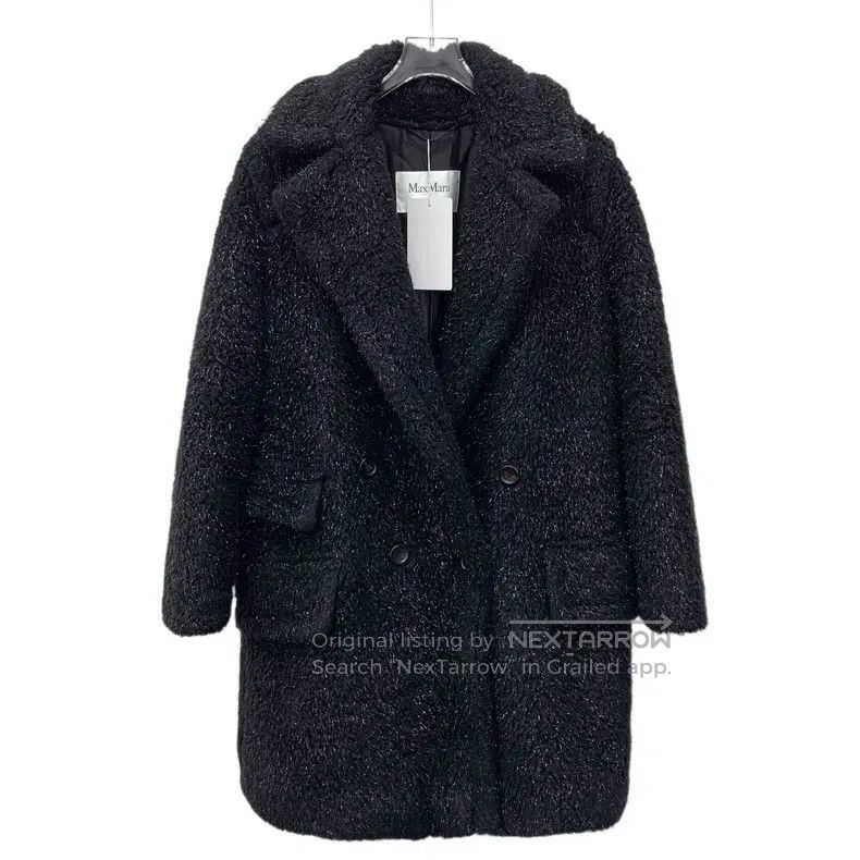 Max Mara Max Mara Black Fine Glitter Camel Hair Collar Double Breas Size S / US 4 / IT 40 - 1 Thumbnail